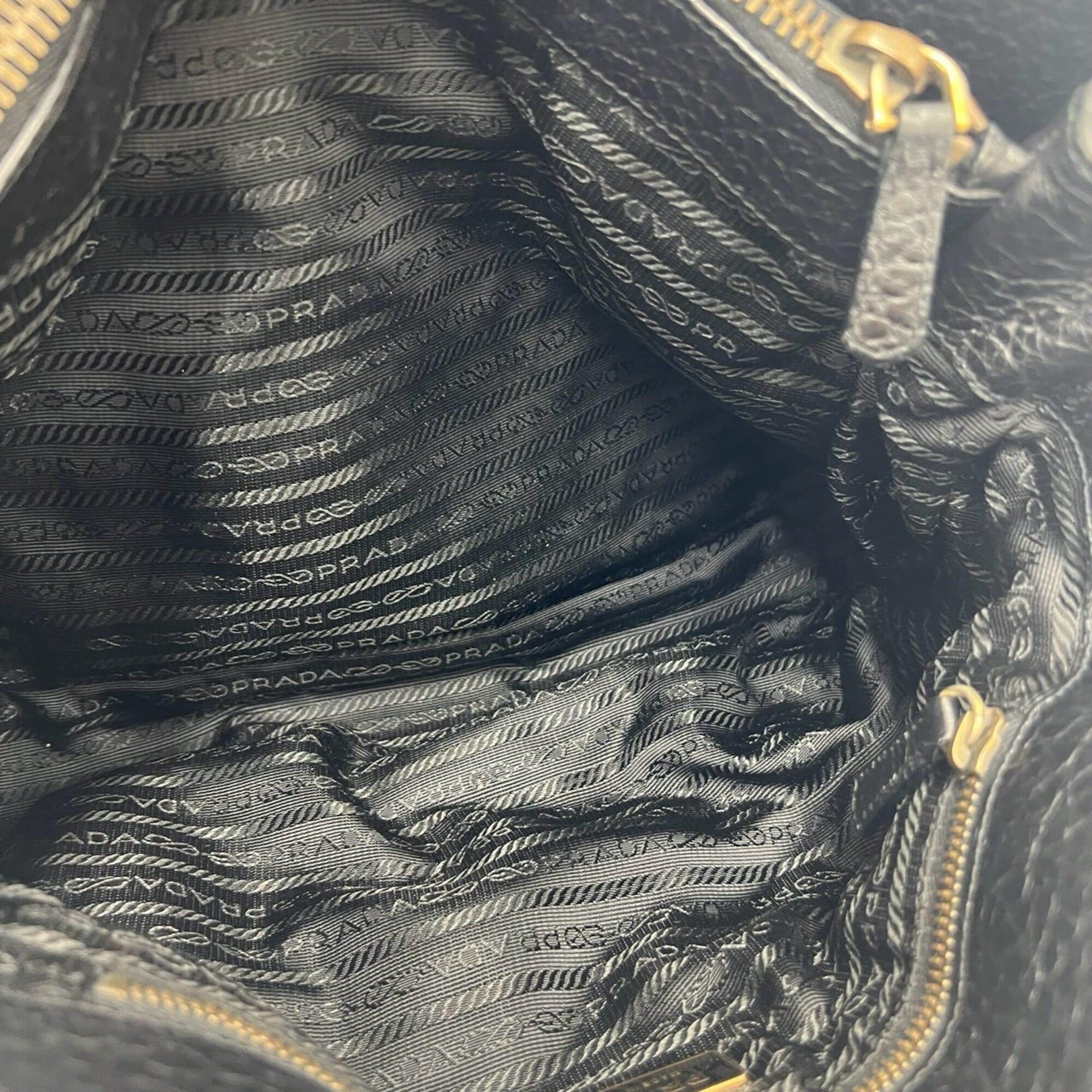 Prada Black Nylon Leather Handbag Tote Bag (Pre-Owned)