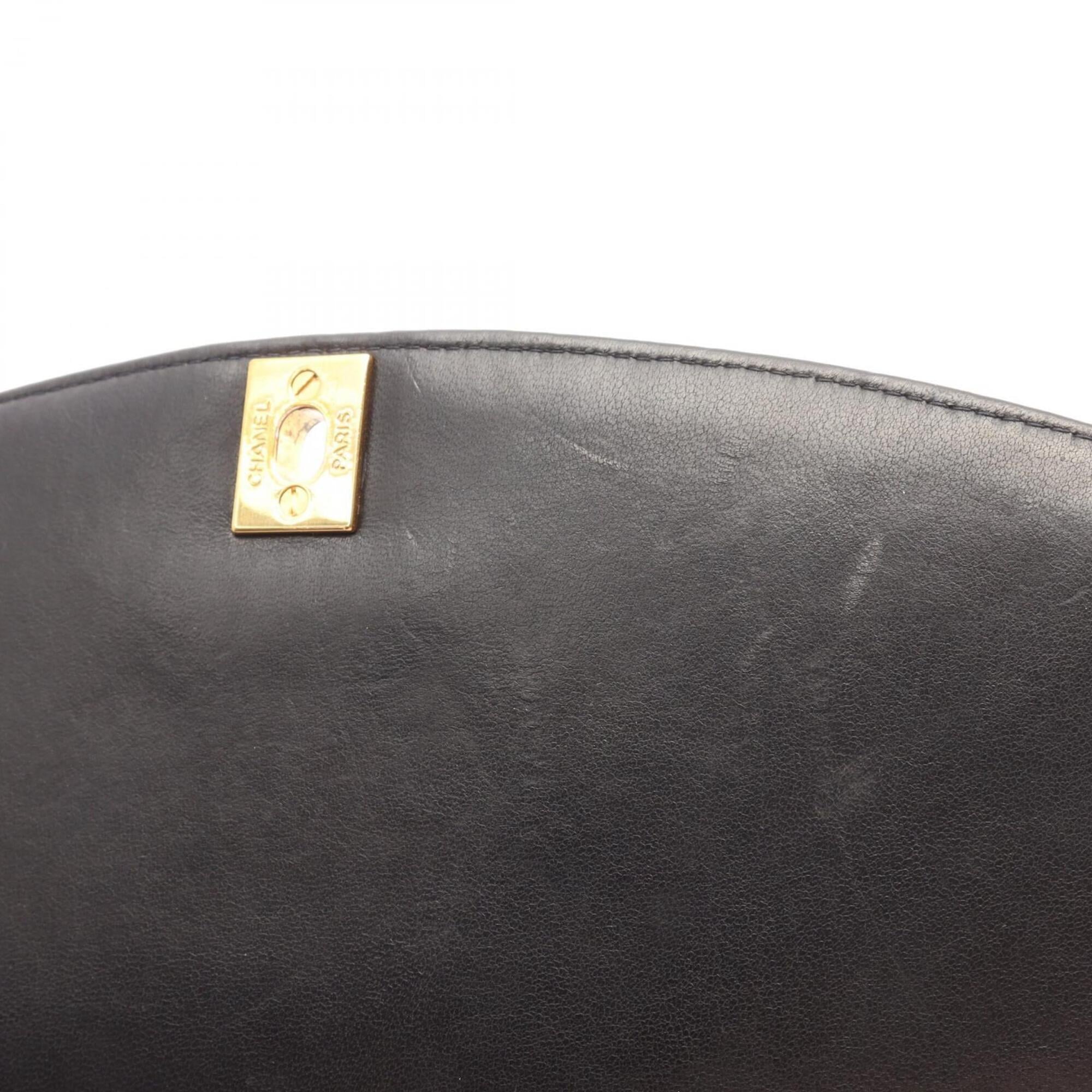 Chanel Matelasse Black Leather Handbag Shoulder Bag (Pre-Owned)
