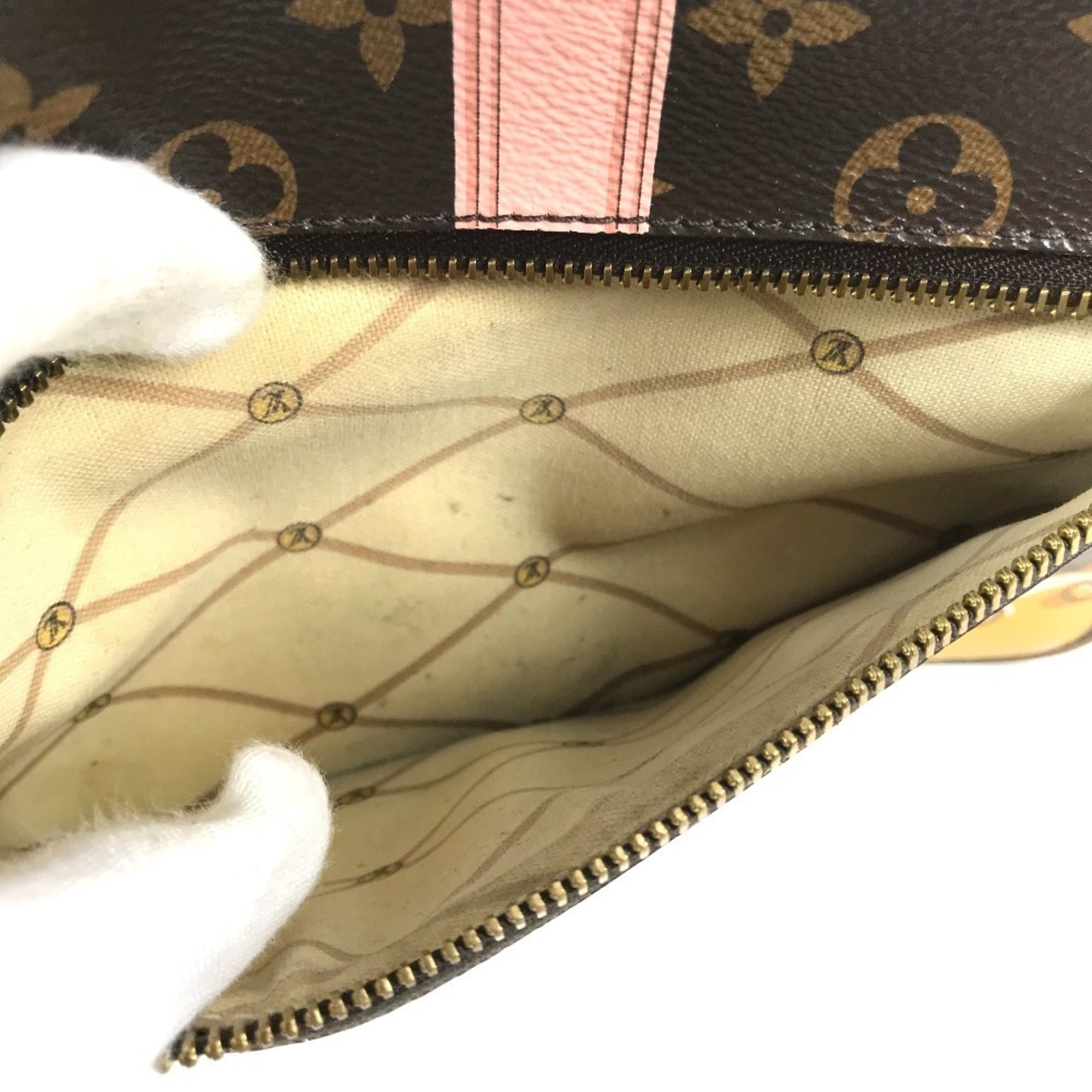 Louis Vuitton Brown Pink Monogram Canvas Handbag Pochette Shoulder Bag (Pre-Owned)