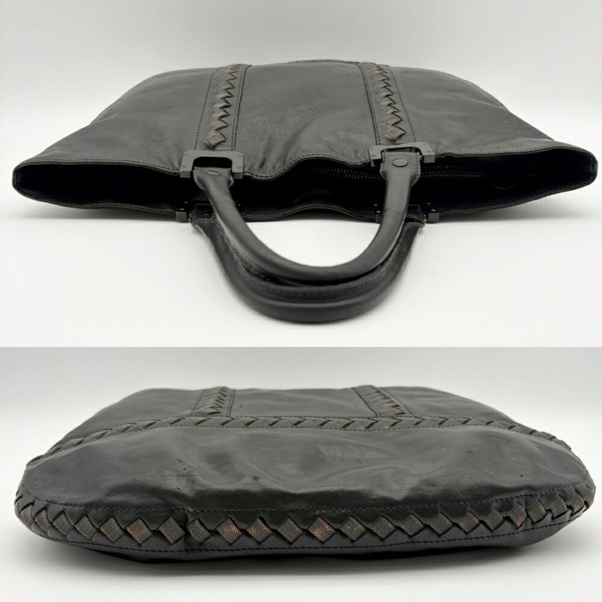 Bottega Veneta Black Leather Metal Mesh Tote Bag (Pre-Owned)