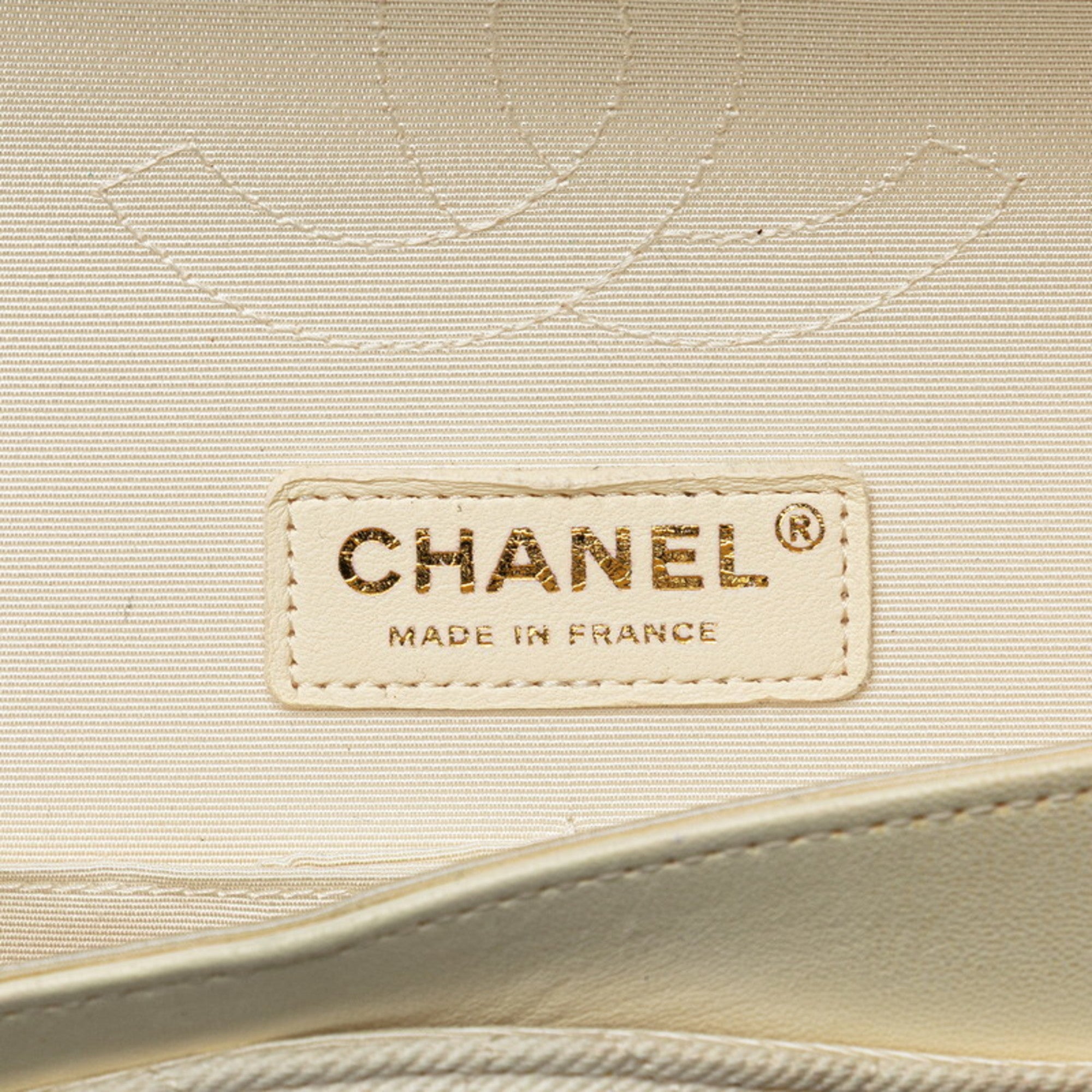 Chanel Matelasse Pink White Cotton Leather Shoulder Bag (Pre-Owned)