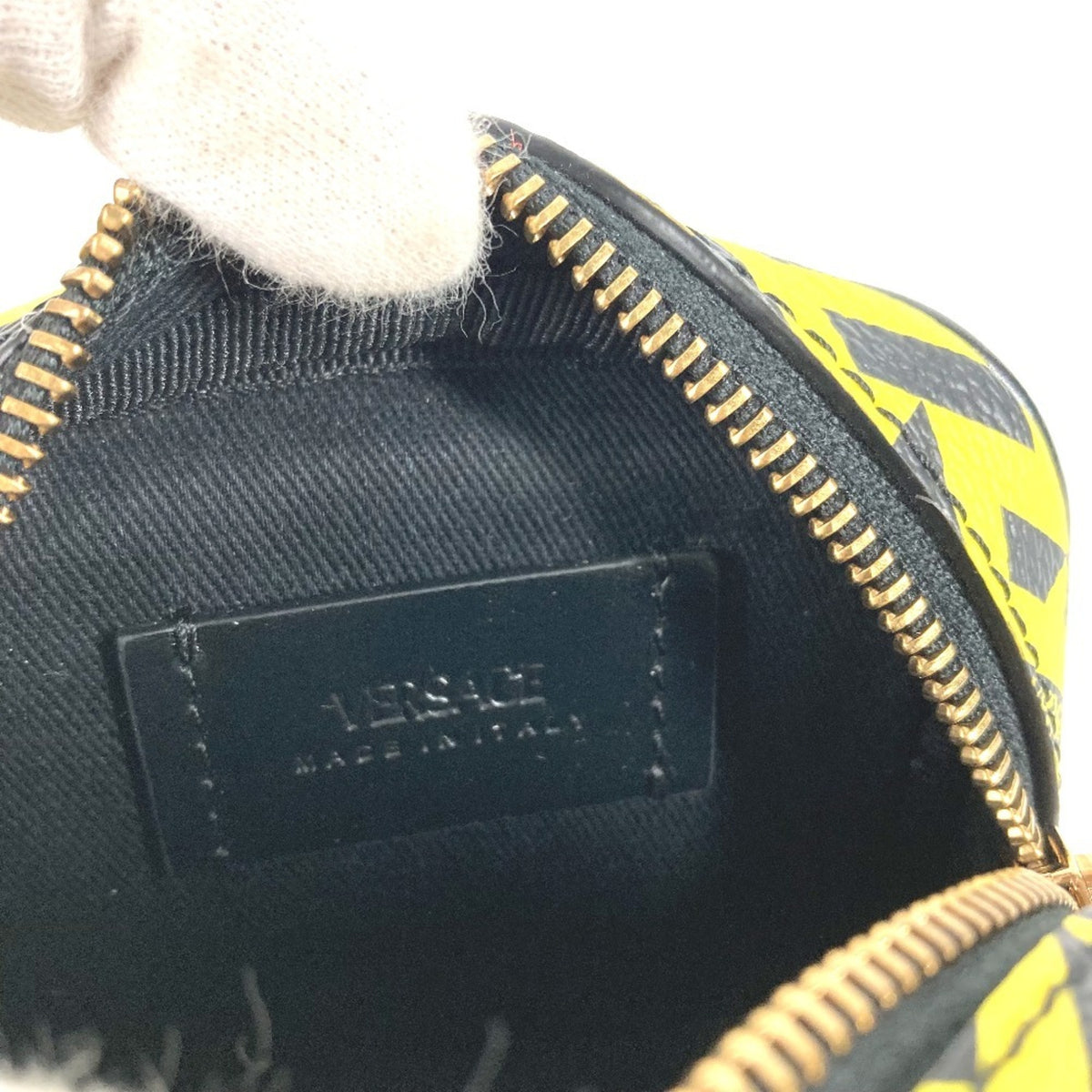 Versace Black Yellow Leather Pouch (Pre-Owned)
