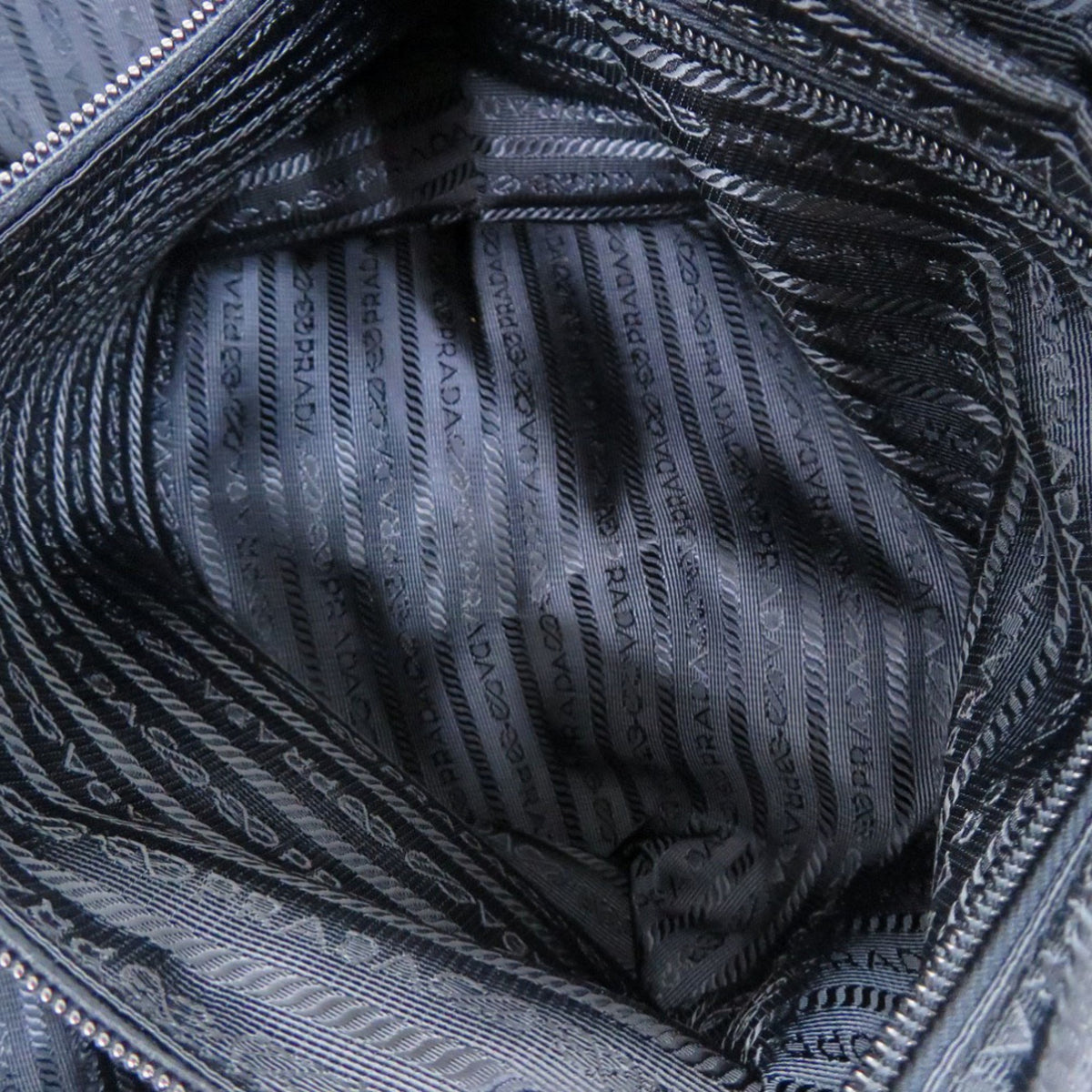 Prada Navy Nylon Leather Boston Bag (Pre-Owned)
