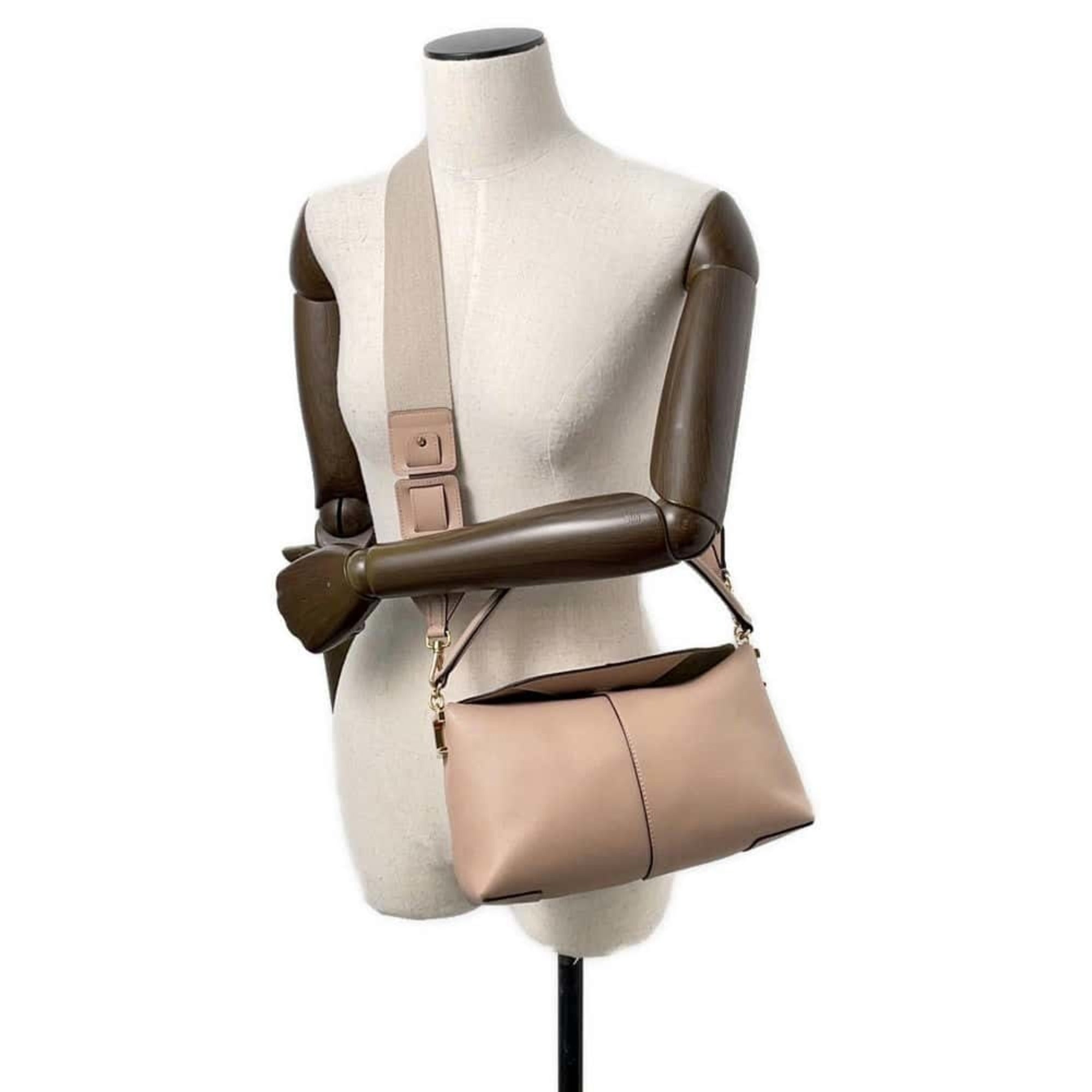 Tod's Pink Beige Leather Handbag Shoulder Bag (Pre-Owned)