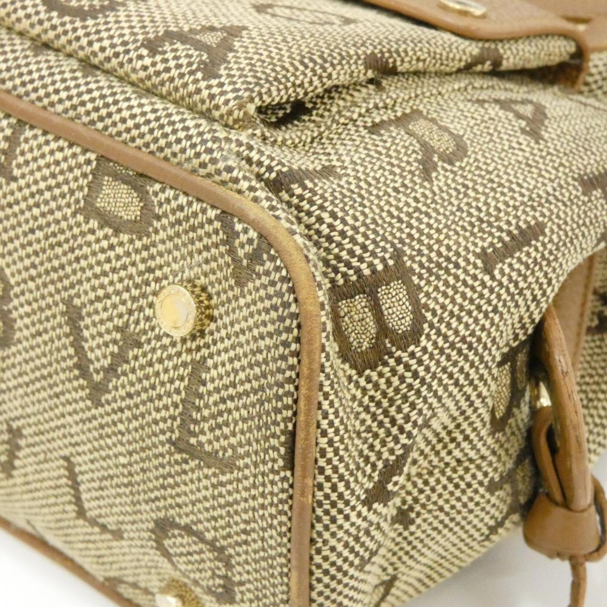 Bvlgari Beige Brown Canvas Shoulder Bag (Pre-Owned)