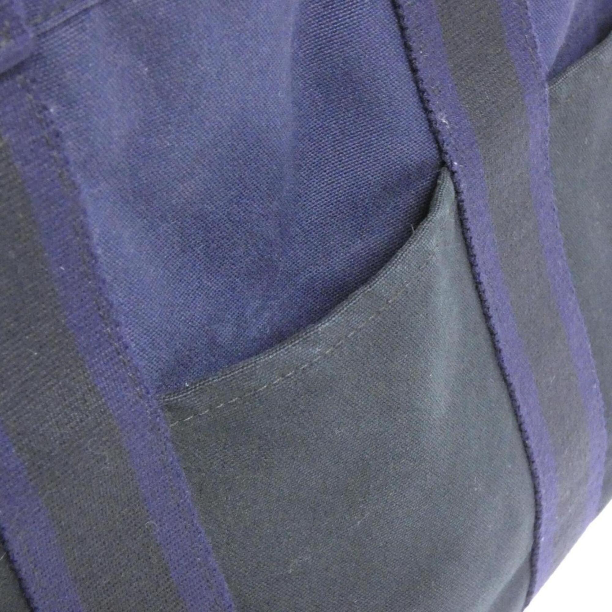 Hermes Black Navy Canvas Handbag (Pre-Owned)