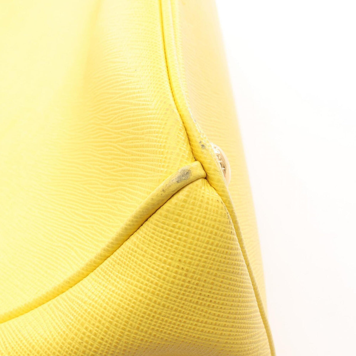 Prada Saffiano Yellow Leather Handbag Tote Bag (Pre-Owned)