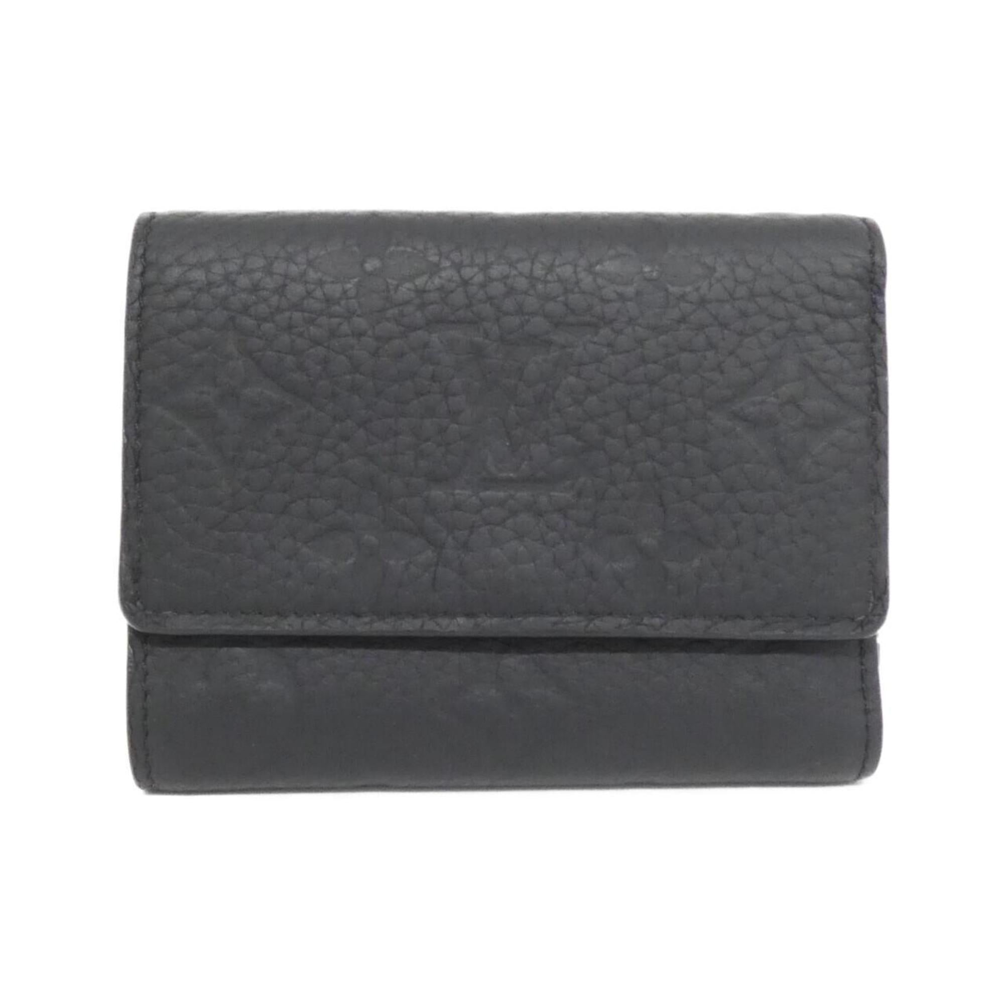 Louis Vuitton Black Leather Wallet (Tri-Fold) (Pre-Owned)