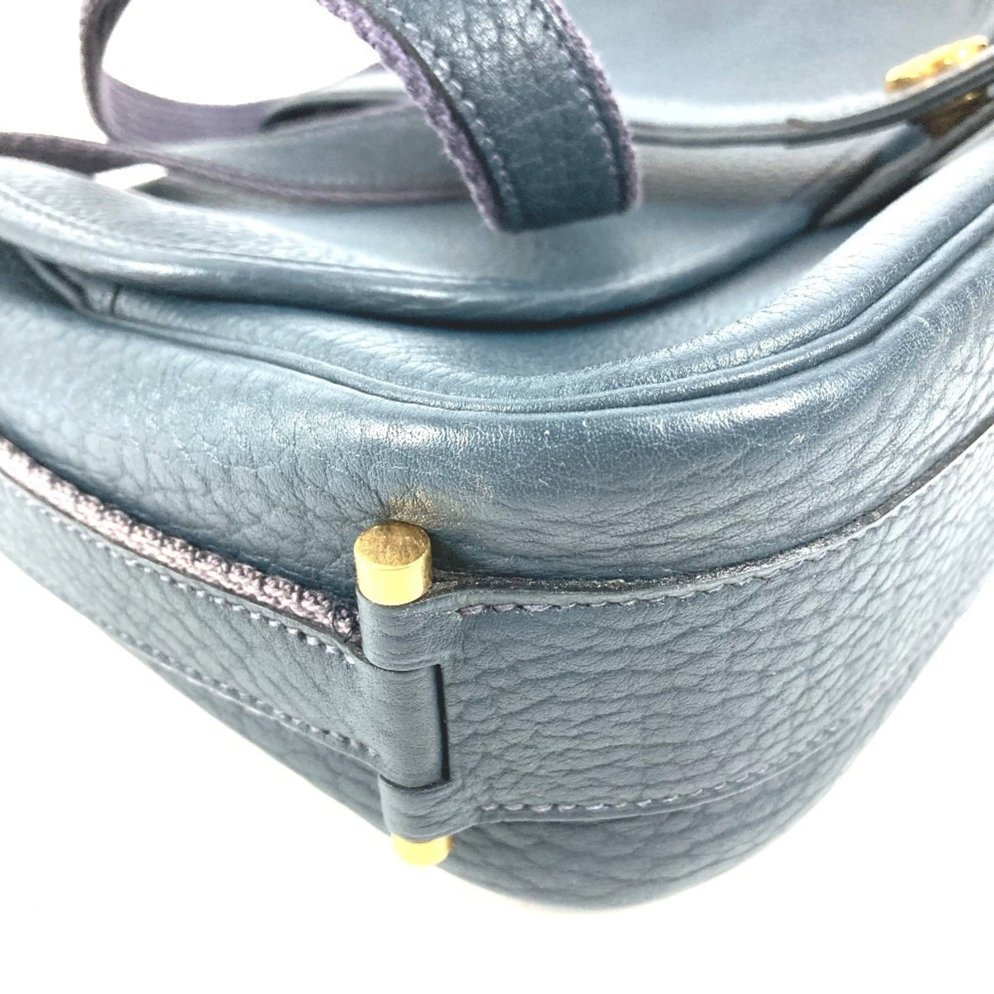 Hermes Navy Leather Shoulder Bag (Pre-Owned)