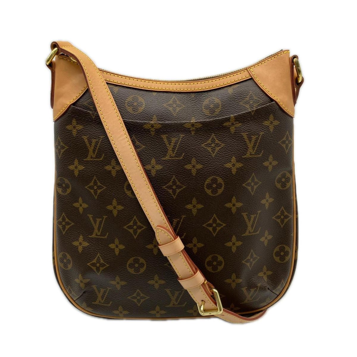 Louis Vuitton Beige Brown Coated Canvas Leather Shoulder Bag (Pre-Owned)