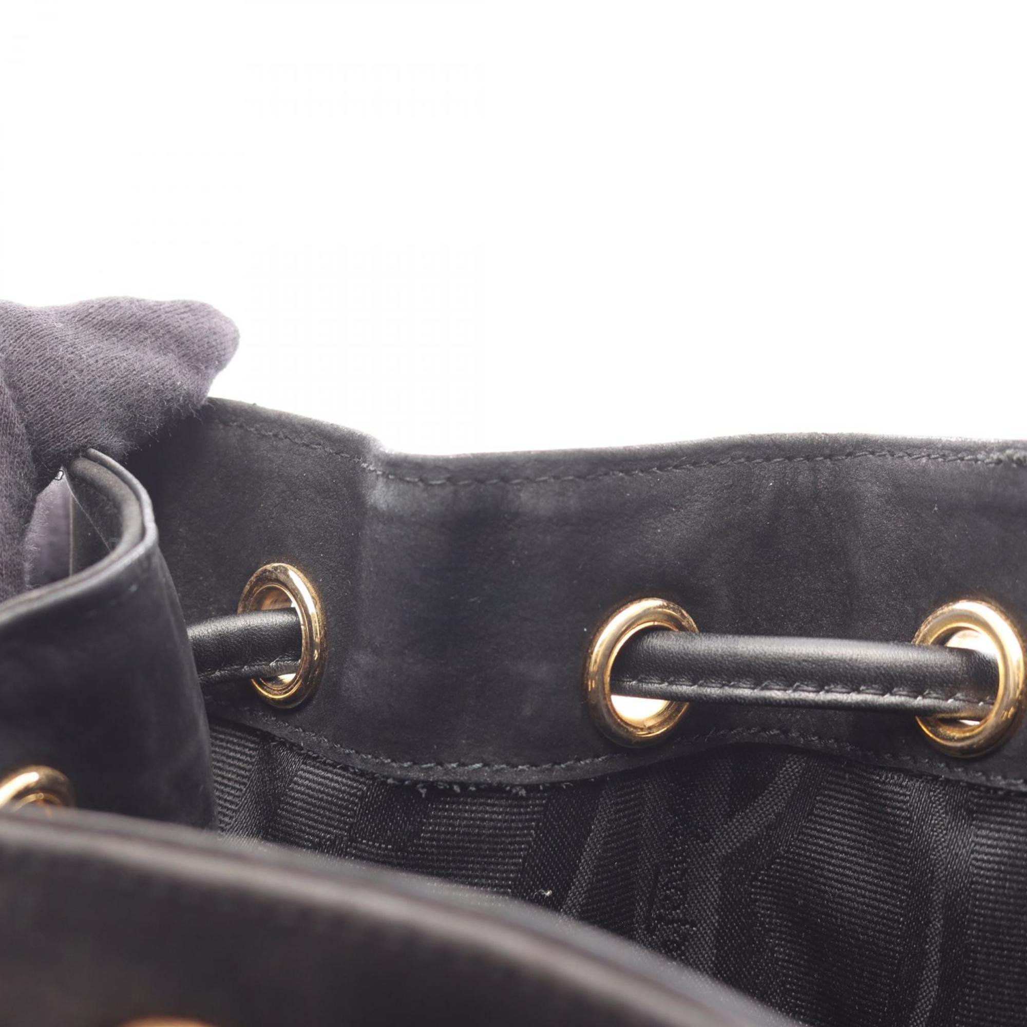 Salvatore Ferragamo Vara Black Suede Shoulder Bag (Pre-Owned)