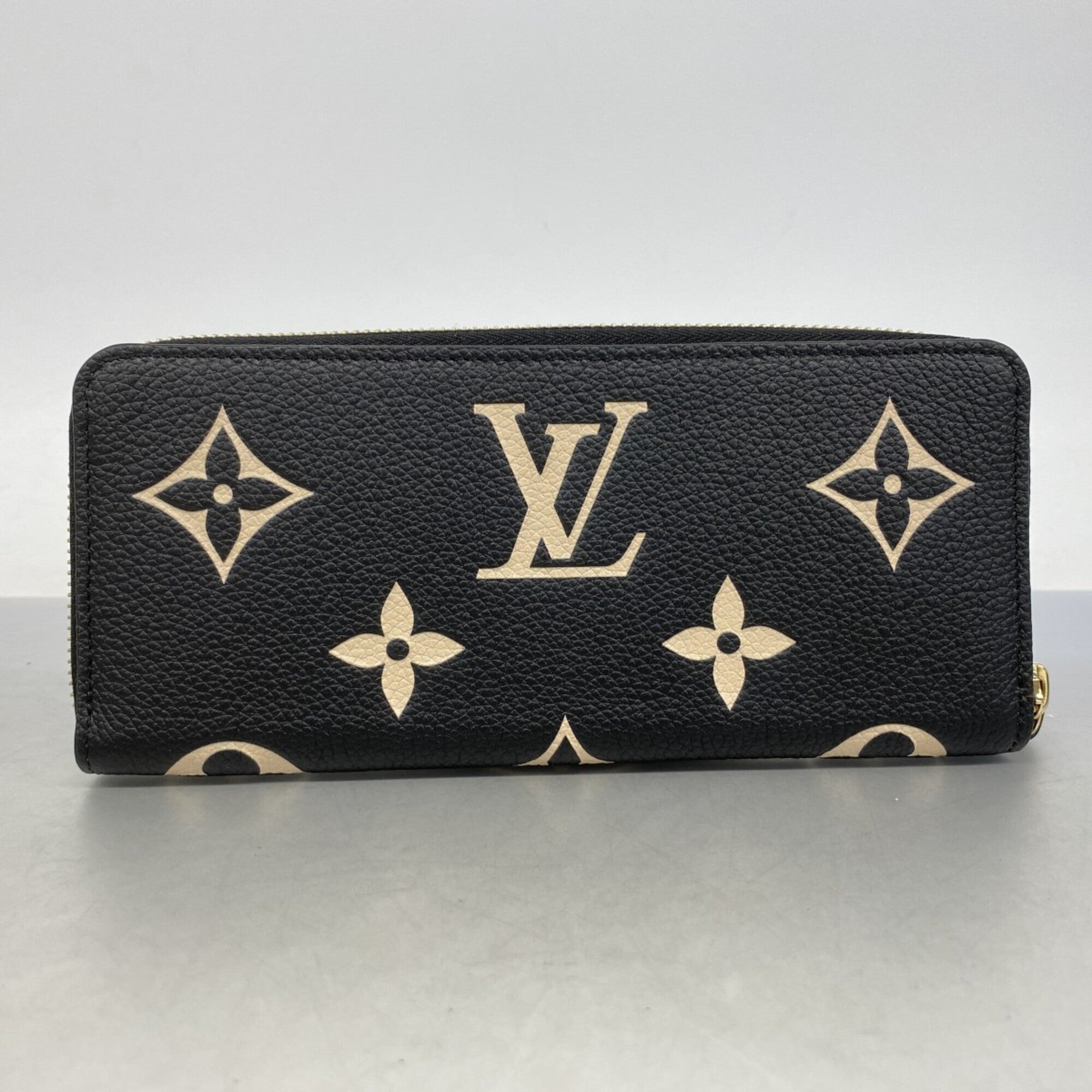 Louis Vuitton Beige Black Long Wallet (Bi-Fold) (Pre-Owned)