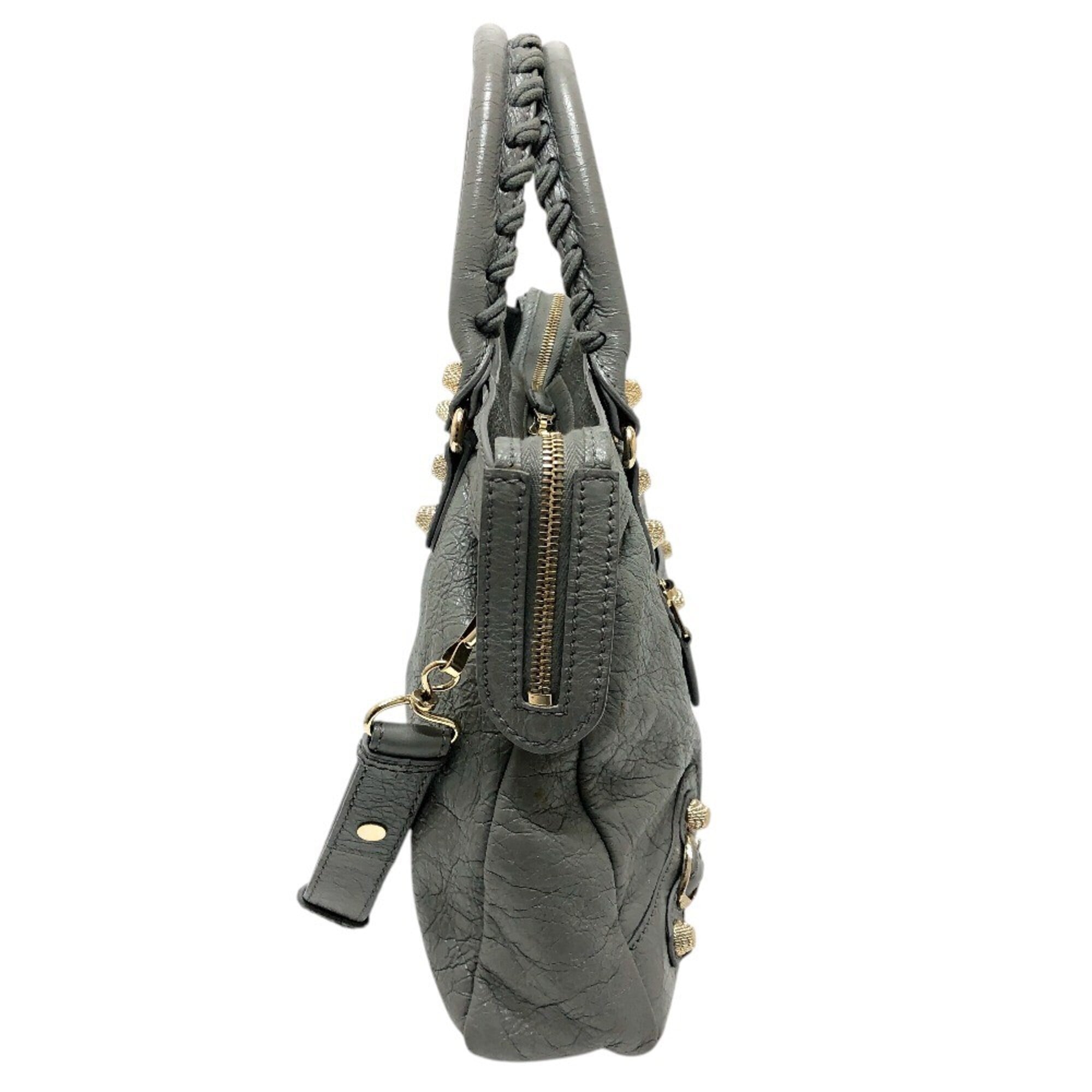 Balenciaga Gray Leather Handbag Shoulder Bag (Pre-Owned)