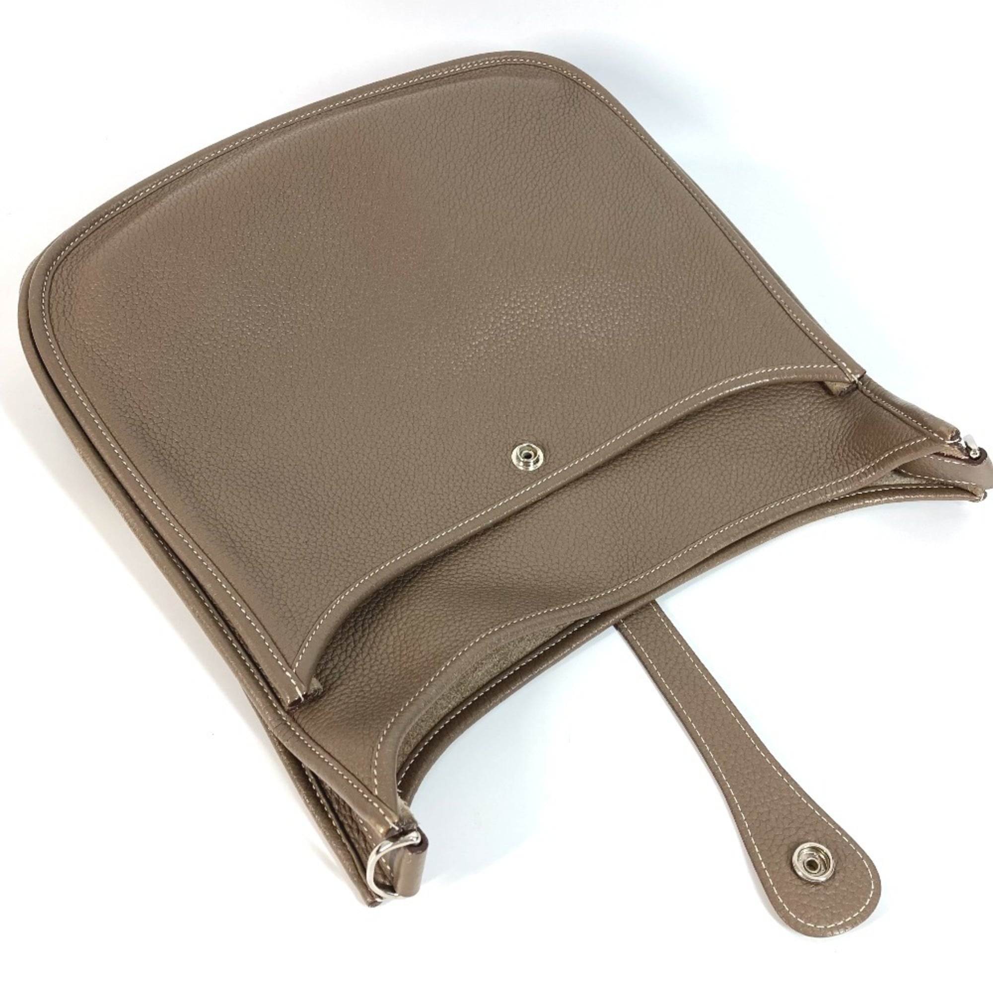 Hermes Etoupe Gray Gray Taurillon Clemence Leather Shoulder Bag (Pre-Owned)