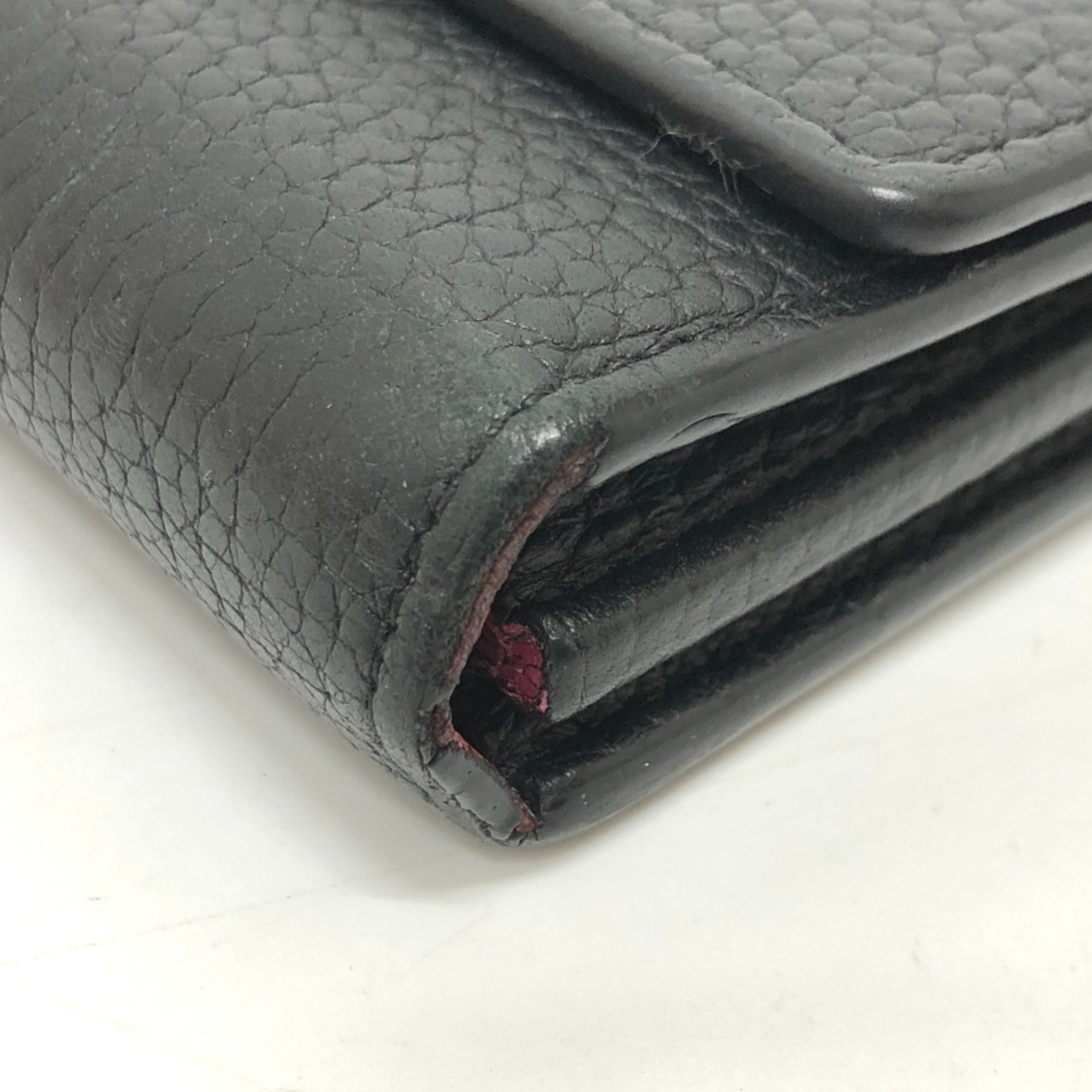 Louis Vuitton Black Leather Long Wallet (Bi-Fold) (Pre-Owned)