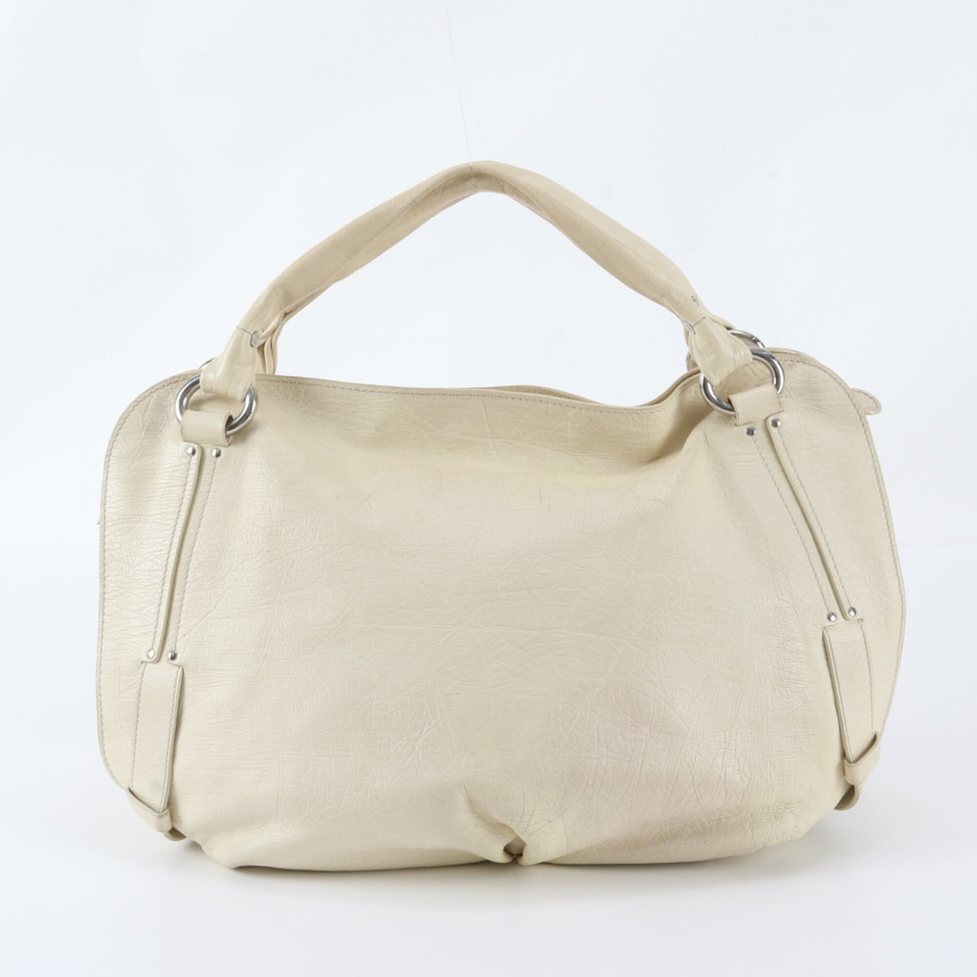 Celine Cream Leather Handbag Tote Bag (Pre-Owned)