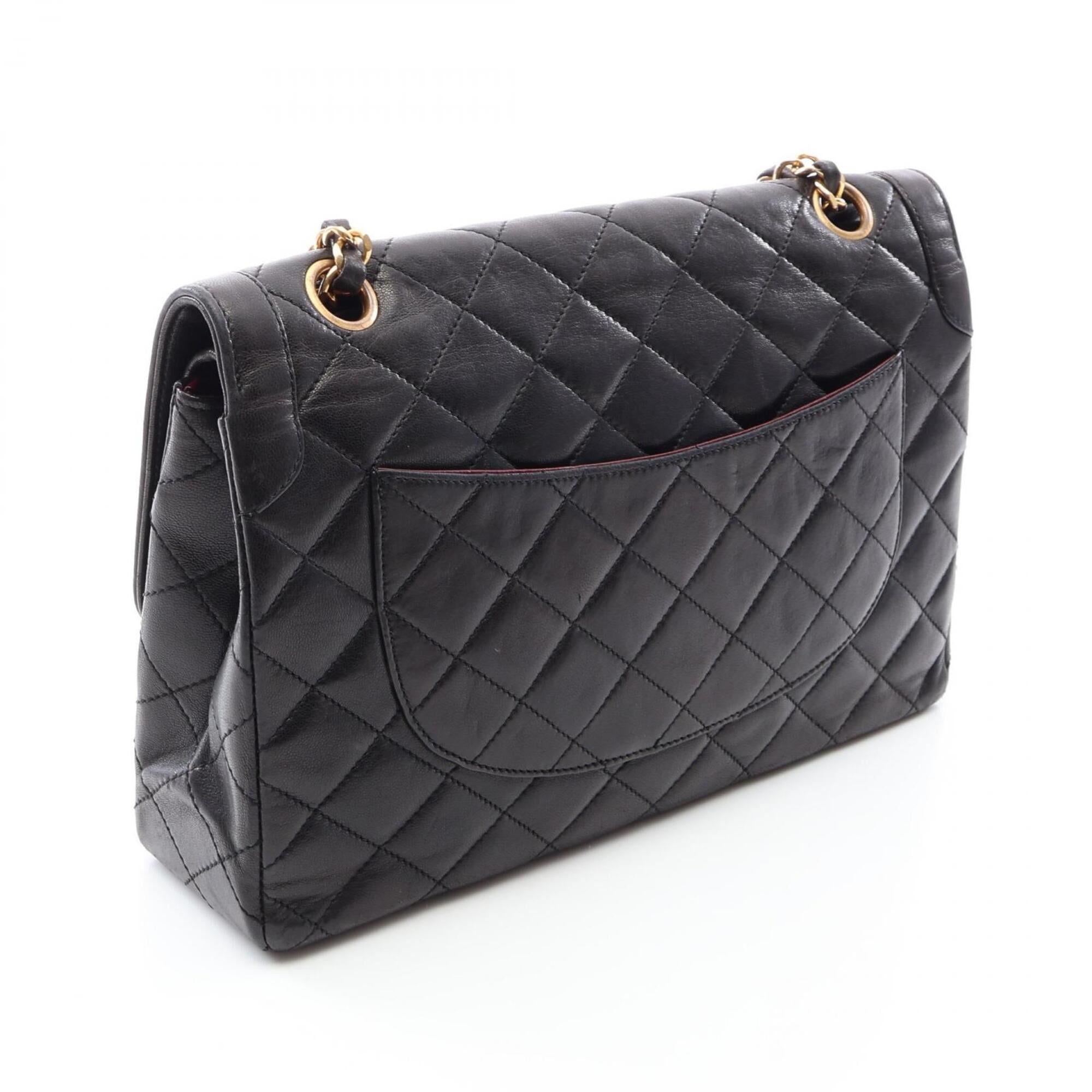Chanel Black Leather Handbag Shoulder Bag (Pre-Owned)