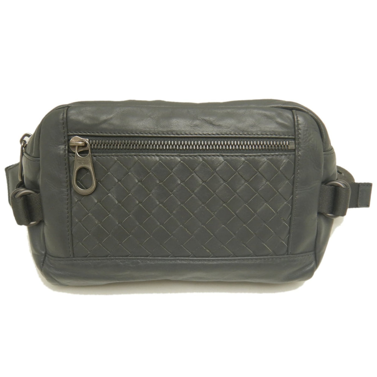Bottega Veneta Intrecciato Dark Gray Intrecciato Fanny Pack (Pre-Owned)