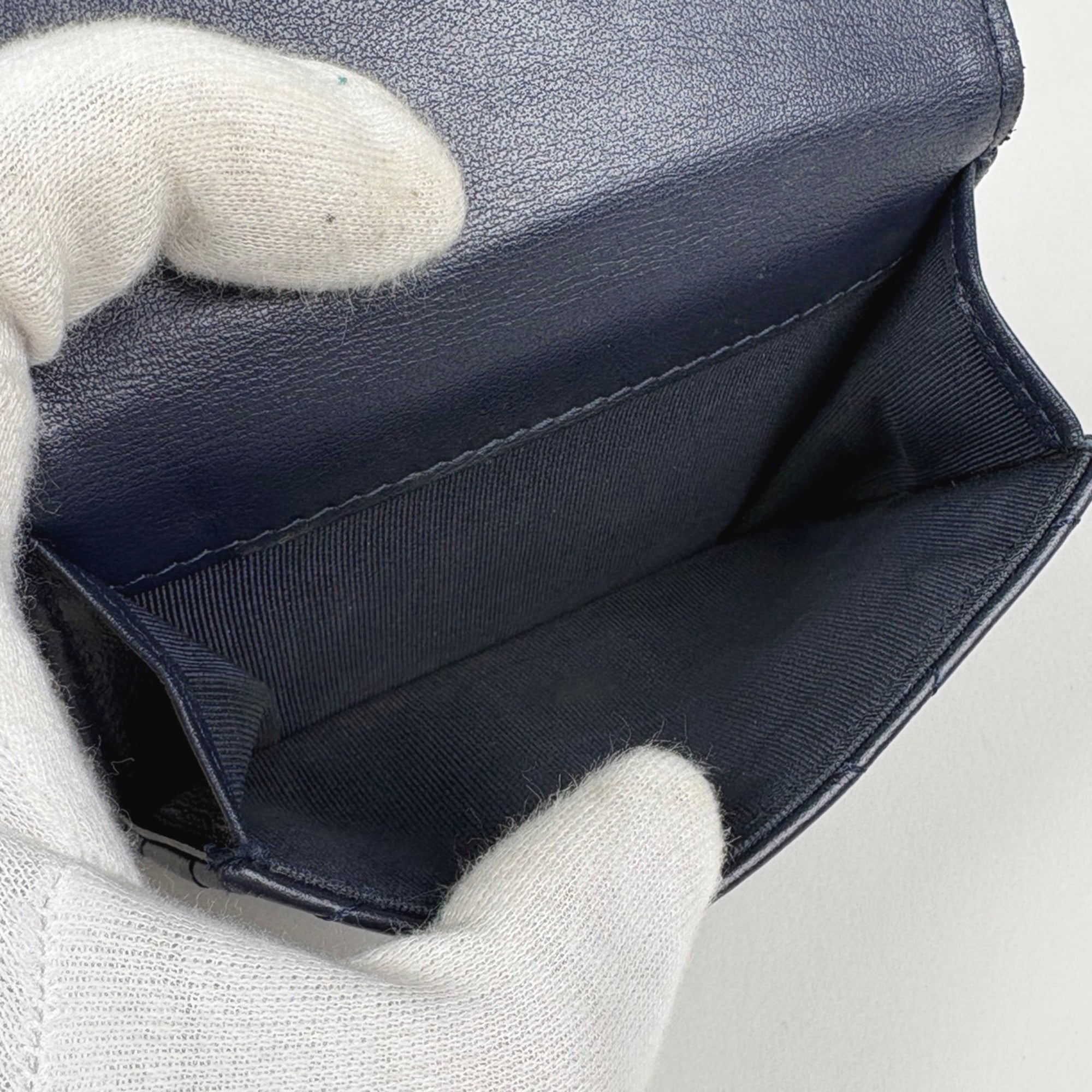 Chanel Navy Leather Wallet (Tri-Fold) (Pre-Owned)
