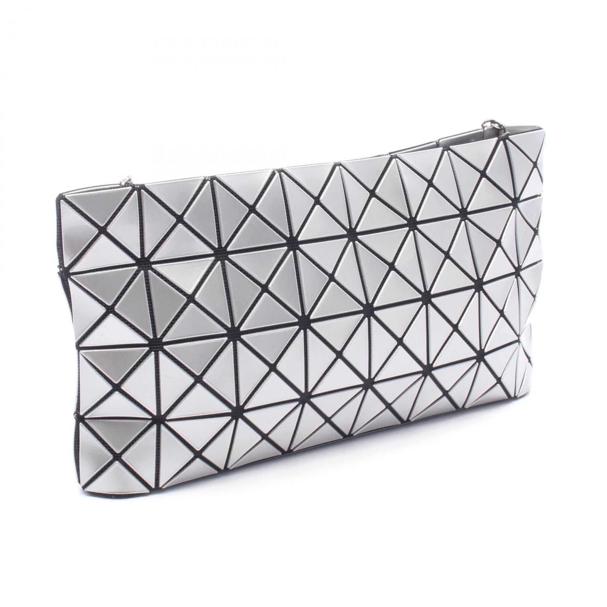 Bao Bao Issey Miyake Silver Coated Canvas Handbag Shoulder Bag (Pre-Owned)