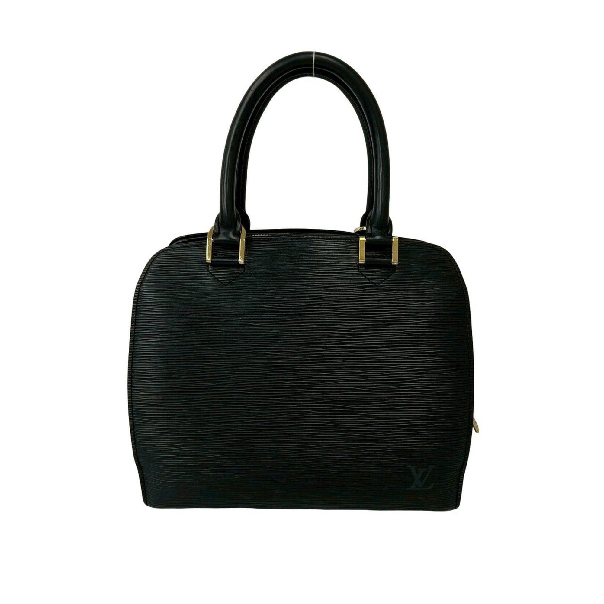 Louis Vuitton Black Leather Boston Bag Handbag (Pre-Owned)