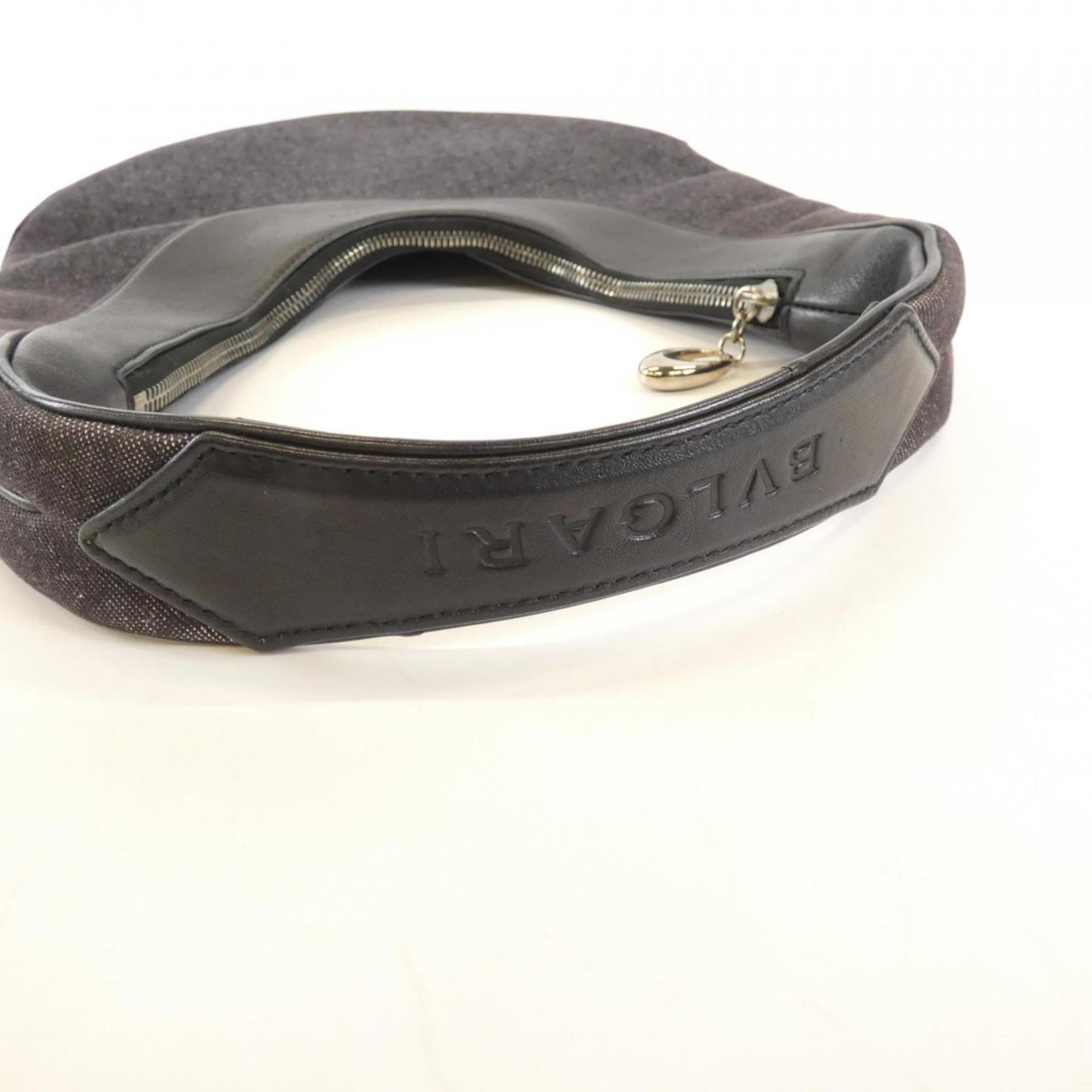 Bvlgari Black Denim Leather Shoulder Bag (Pre-Owned)