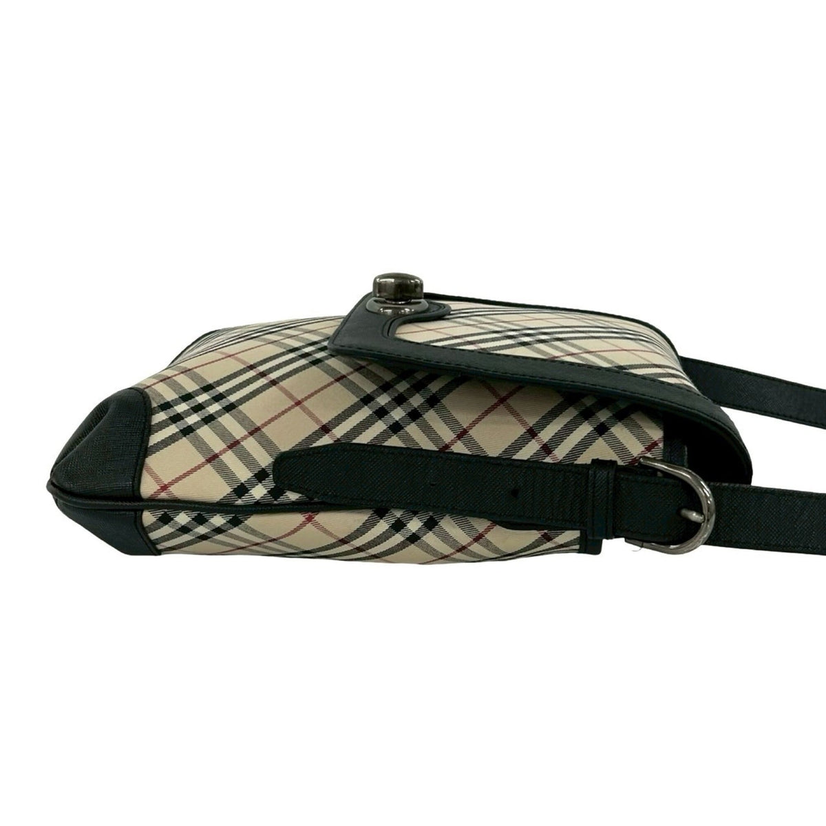 Burberry Beige Black Canvas Leather Shoulder Bag (Pre-Owned)