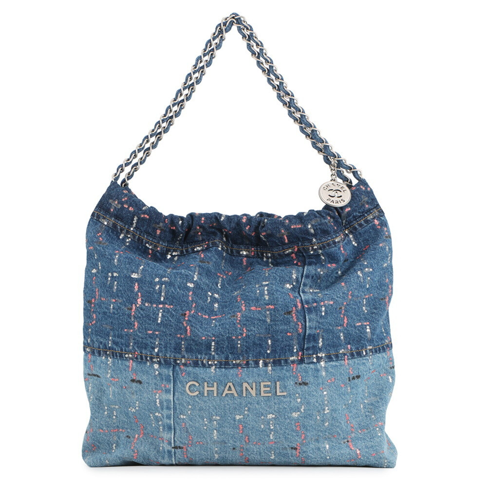 Chanel Blue Pink Denim Handbag Pouch Shoulder Bag (Pre-Owned)