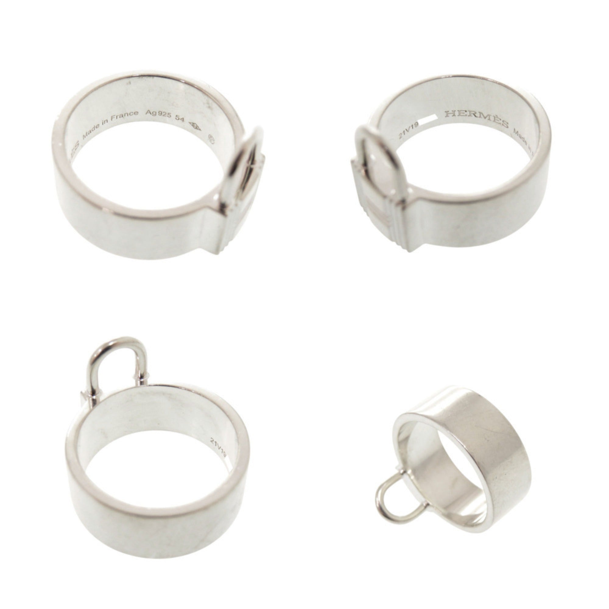 Hermes Silver Silver 925 Band Ring (Pre-Owned)