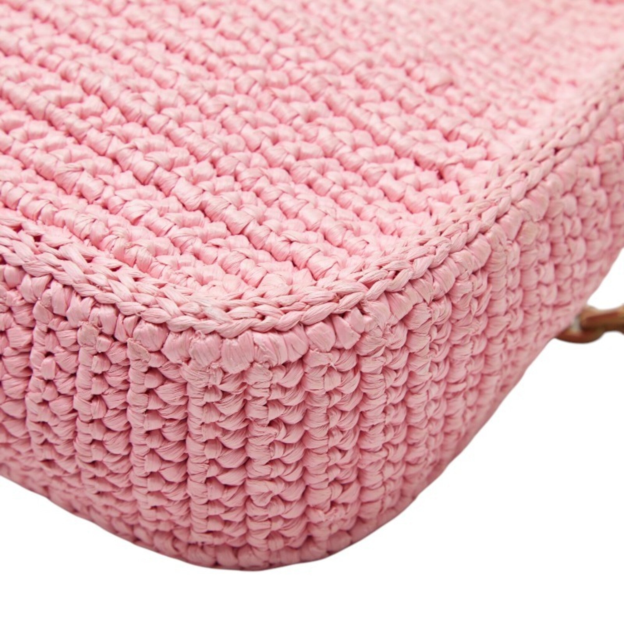 Prada Pink Raffia Leather Shoulder Bag (Pre-Owned)