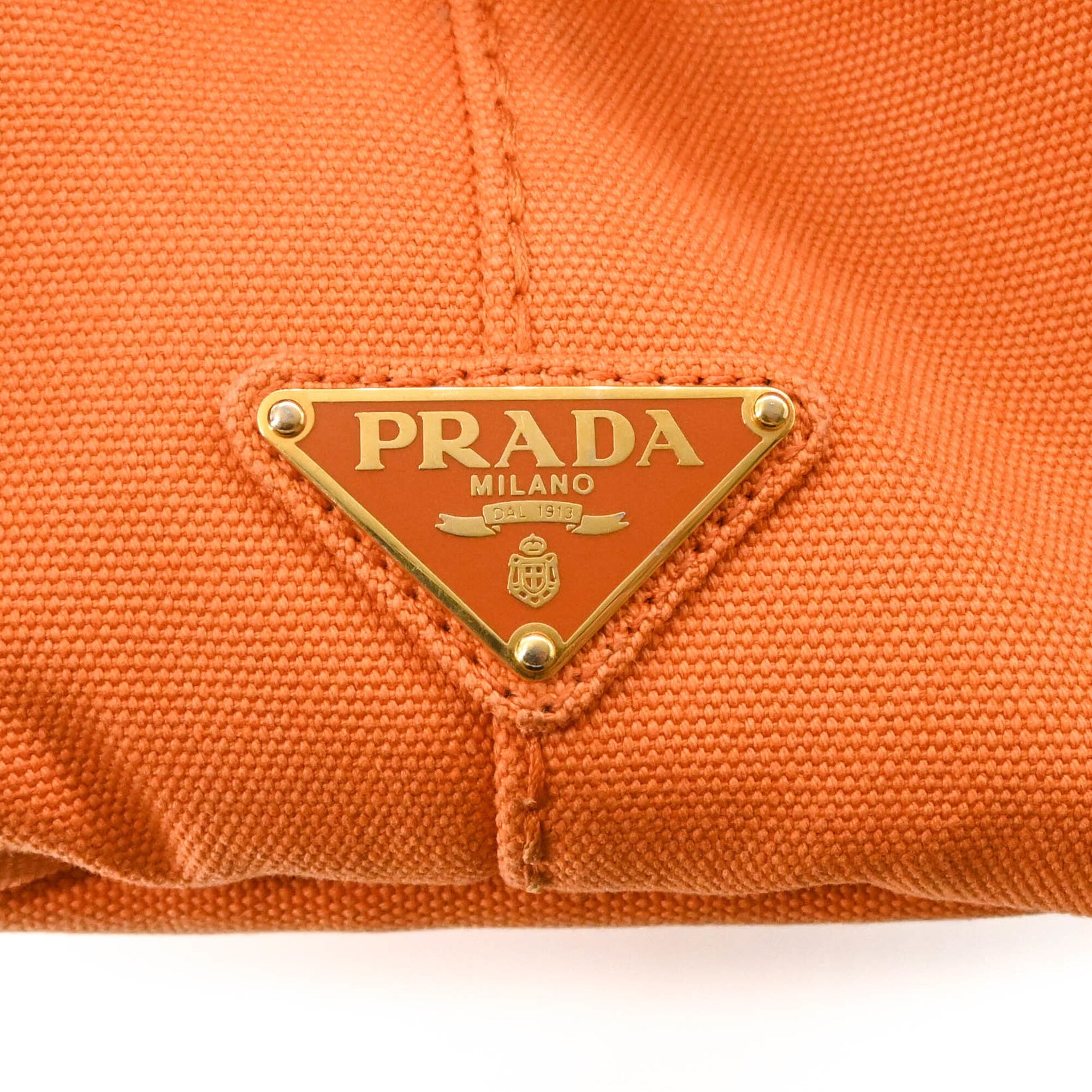 Prada Orange Canvas Handbag Shoulder Bag Tote Bag (Pre-Owned)