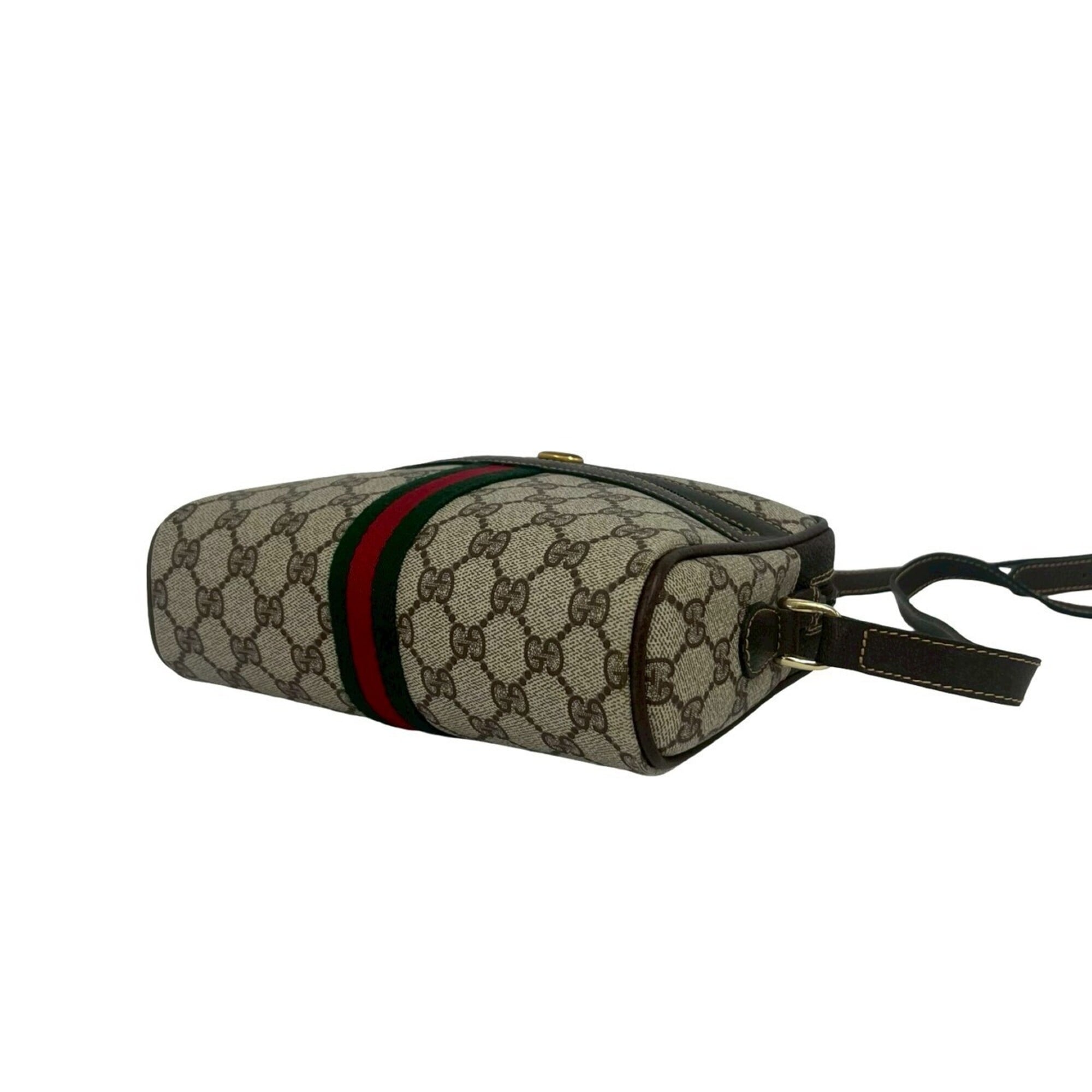 Gucci Brown Green Red Color Pvc Leather Shoulder Bag (Pre-Owned)
