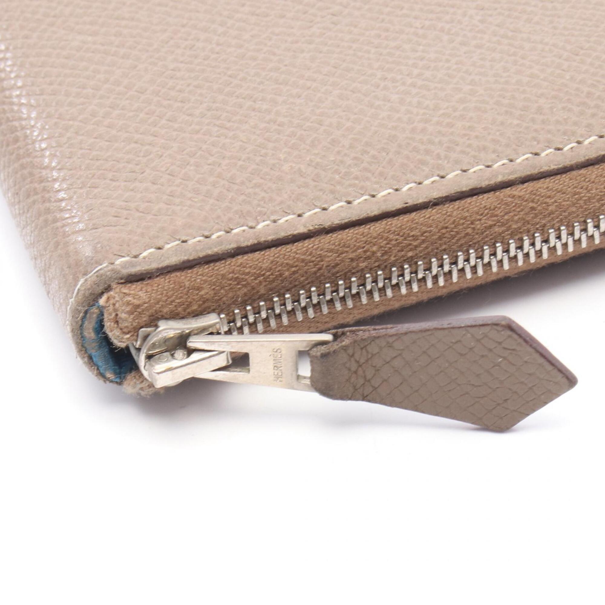 Hermes Etoupe Gray Gray Epsom Leather Long Wallet (Bi-Fold) (Pre-Owned)