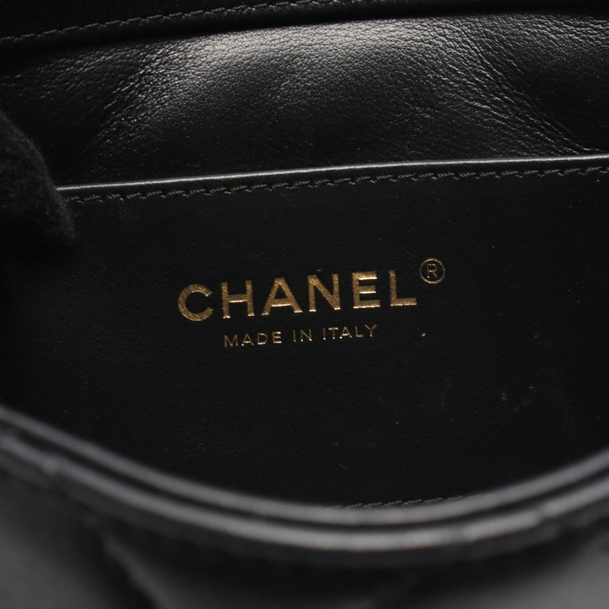 Chanel Black Leather Handbag Shoulder Bag (Pre-Owned)