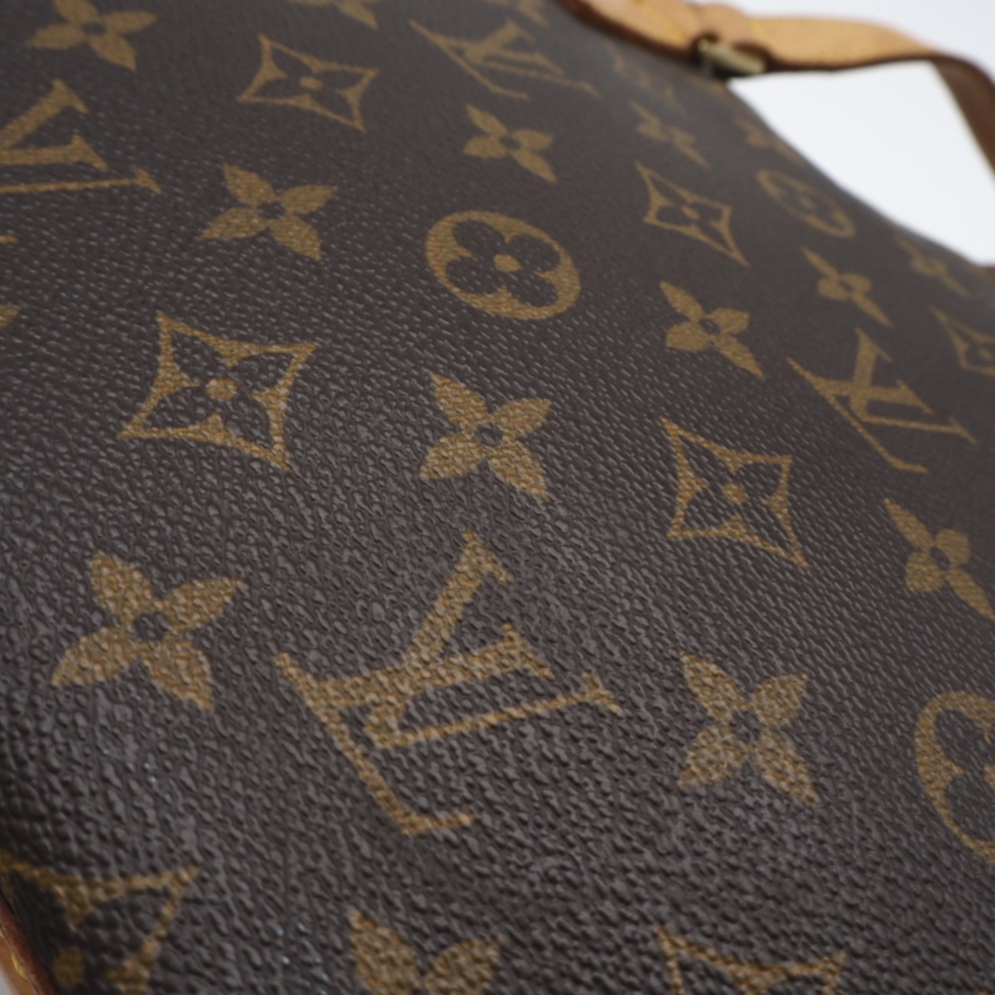 Louis Vuitton Monogram Beige Brown Coated Canvas Leather Handbag (Pre-Owned)