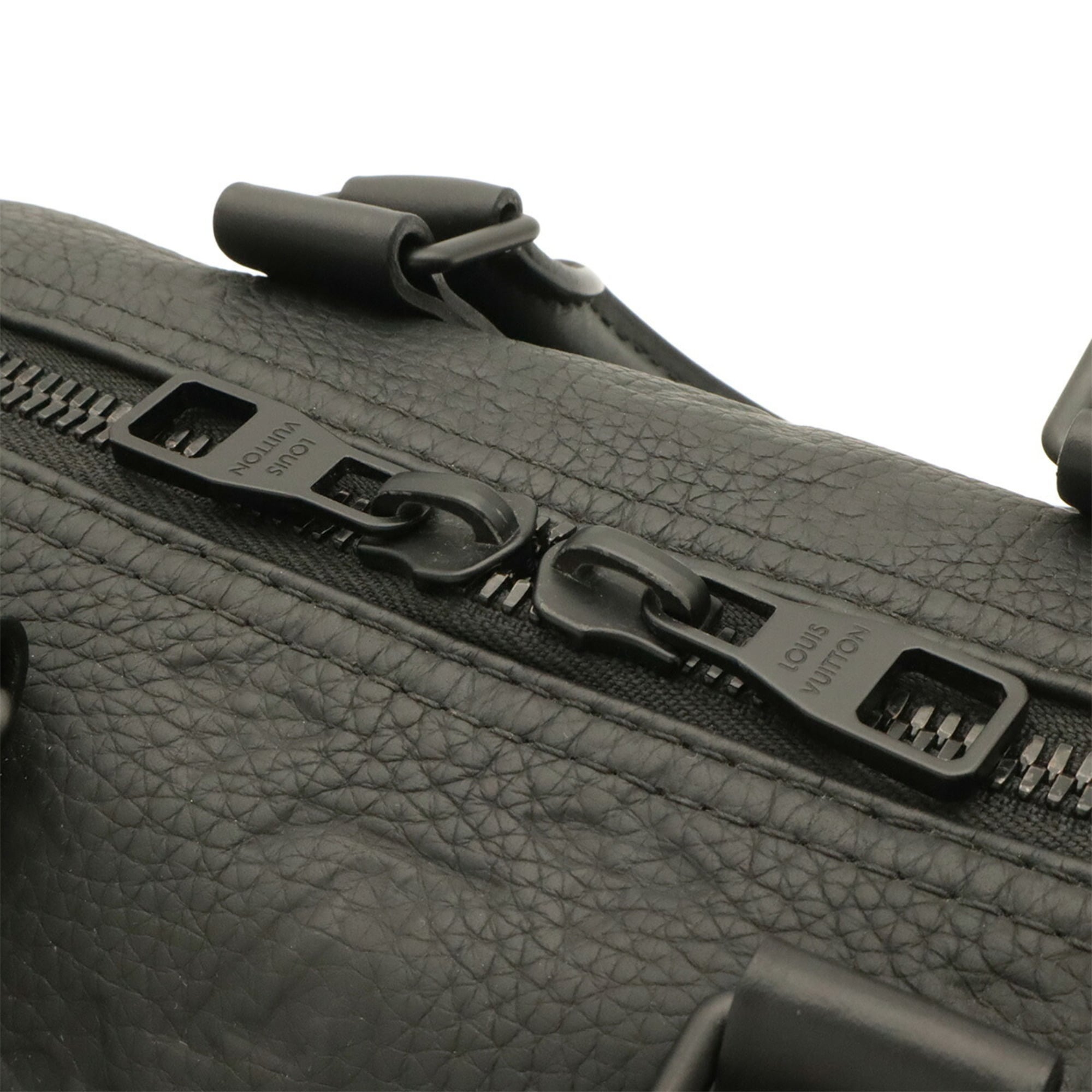 Louis Vuitton Noir Leather Boston Bag Handbag (Pre-Owned)