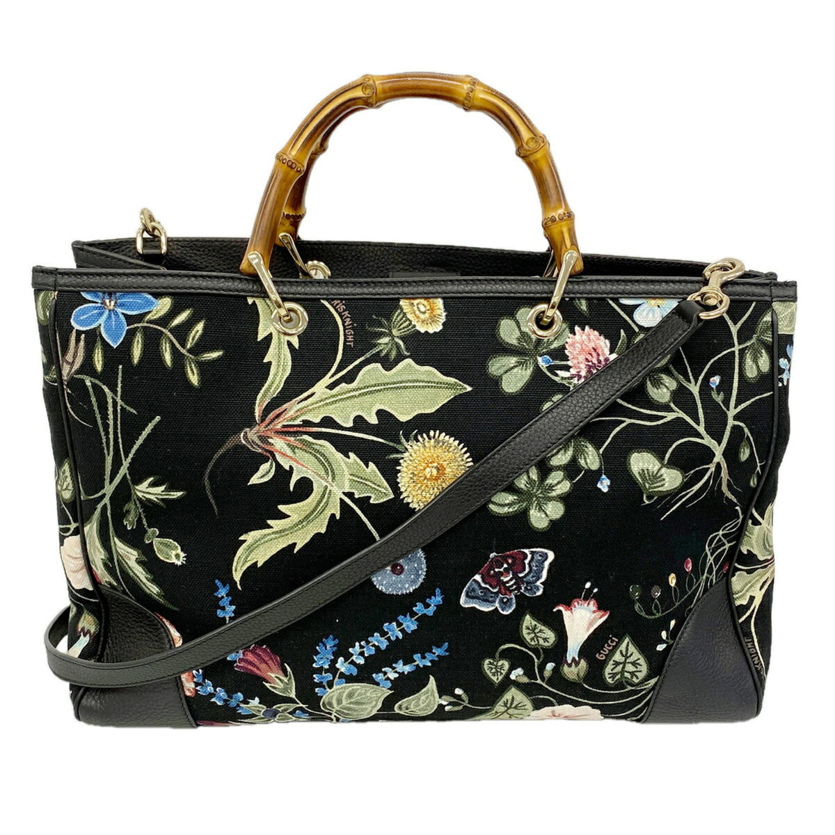 Gucci Black Multi-Color Canvas Tote Bag (Pre-Owned)
