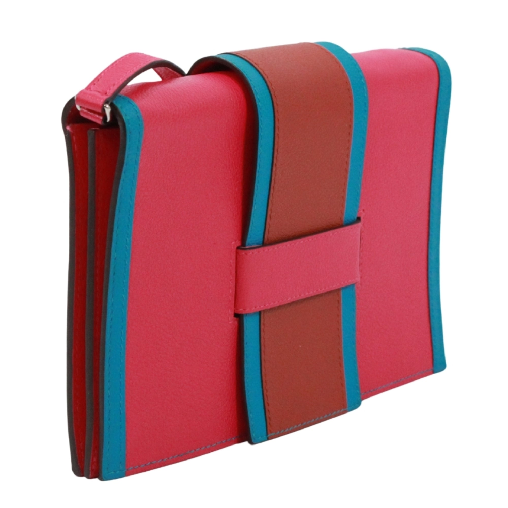 Hermes Blue Brown Pink Togo Leather Shoulder Bag (Pre-Owned)