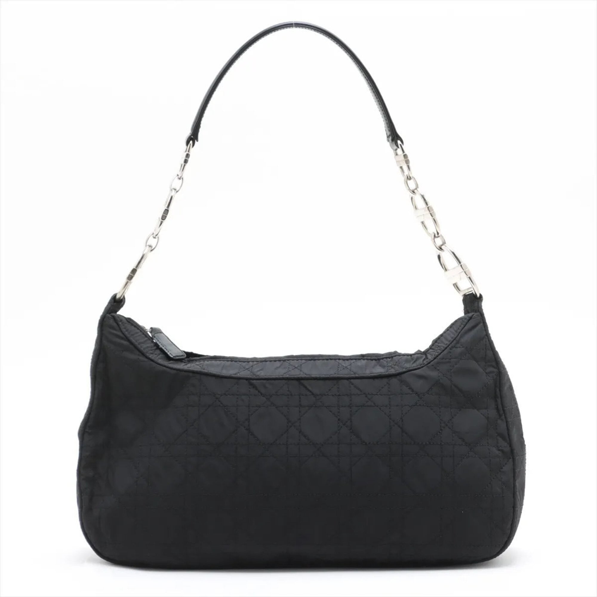 Christian Dior Black Leather Nylon Shoulder Bag Tote Bag (Pre-Owned)