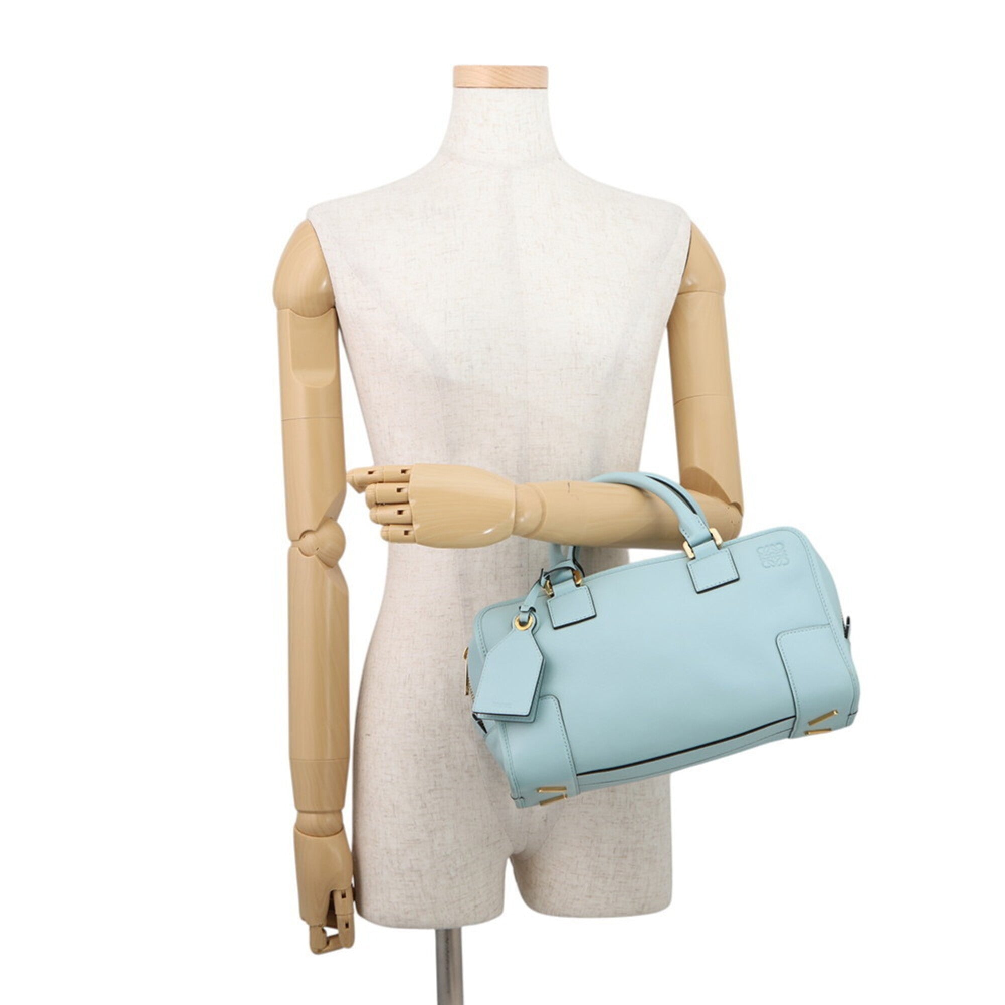 Loewe Amazona Light Blue Leather Handbag Shoulder Bag (Pre-Owned)