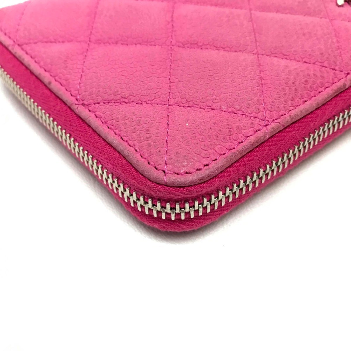 Chanel Pink Grained Calfskin Long Bill Wallet (Bi-Fold) (Pre-Owned)