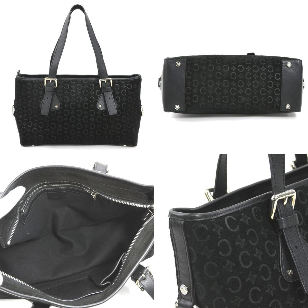 Celine Black Suede Leather Handbag Tote Bag (Pre-Owned)