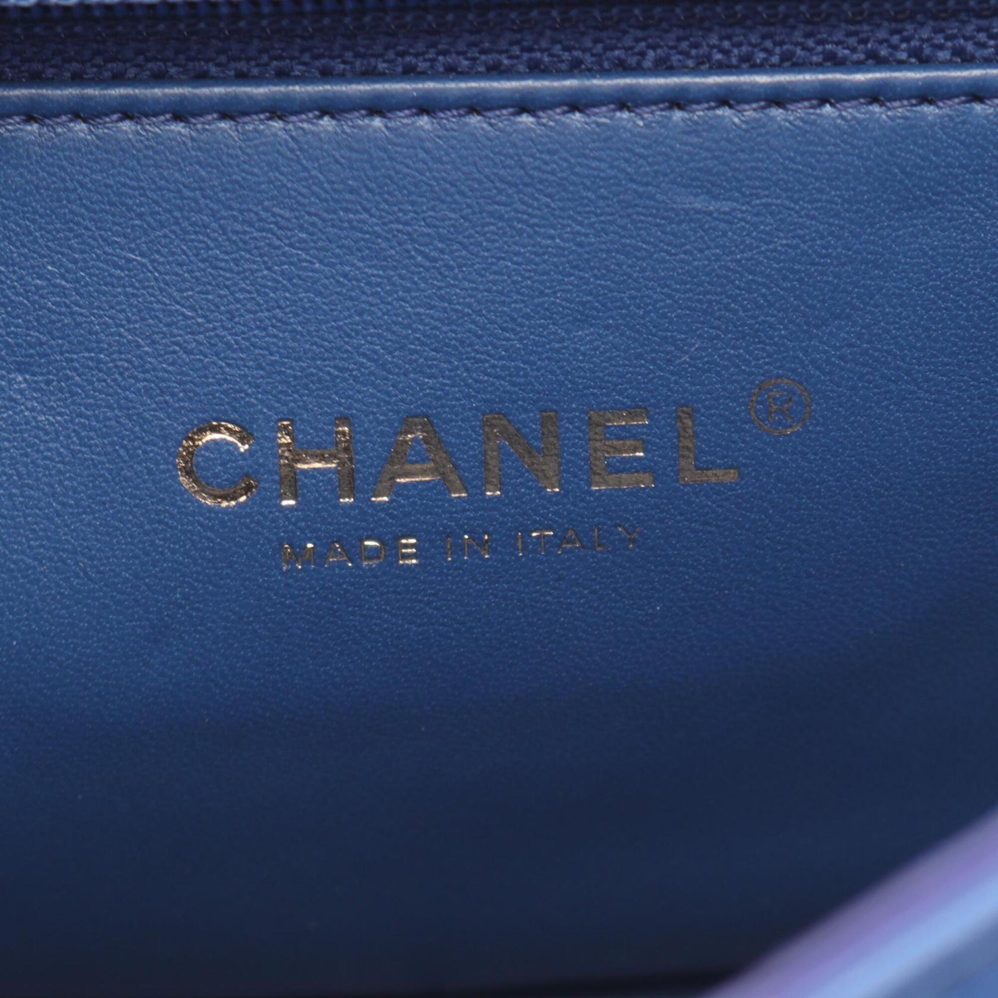 Chanel Blue Leather Handbag Shoulder Bag (Pre-Owned)