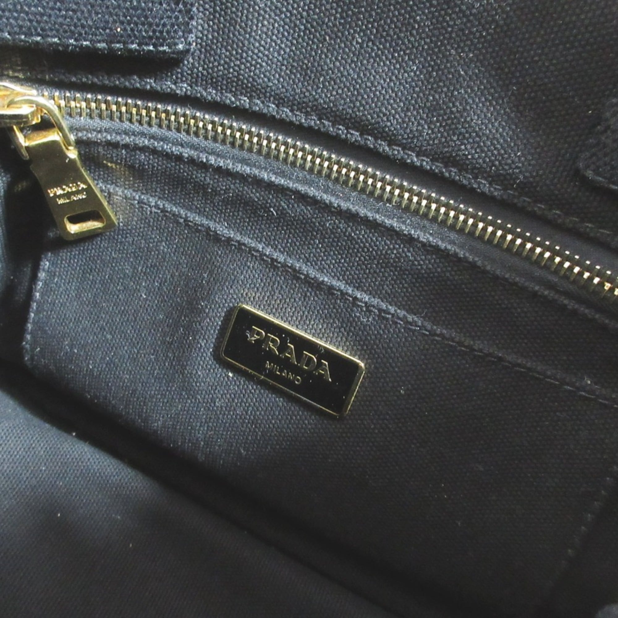 Prada Canapa Black Canvas Shoulder Bag Tote Bag (Pre-Owned)