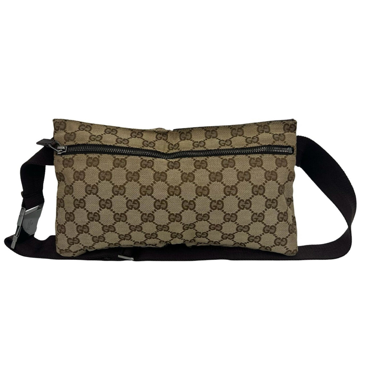 Gucci Brown Canvas Leather Pouch Shoulder Bag Sling Bag (Pre-Owned)
