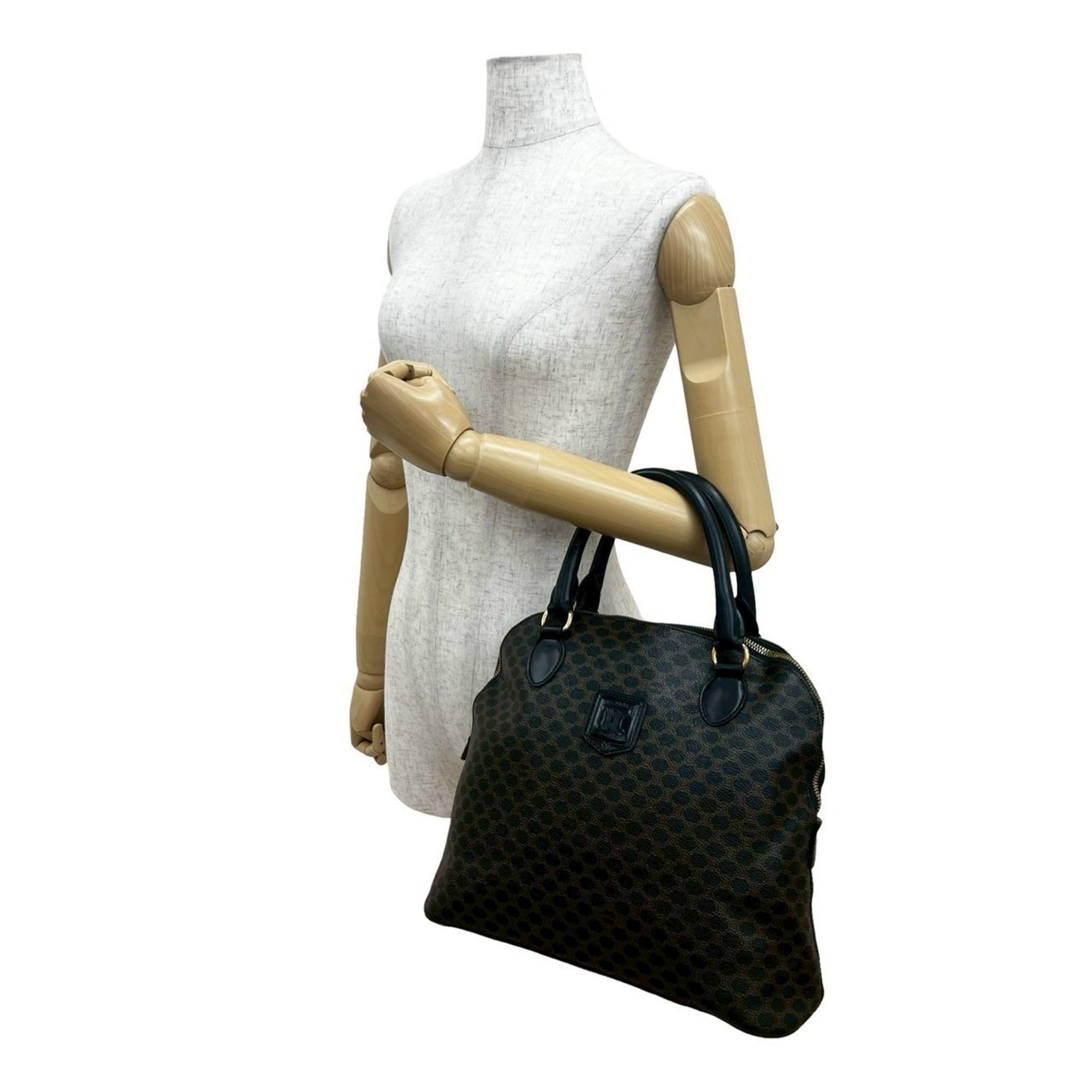 Celine Black Brown Leather Pvc Handbag Tote Bag (Pre-Owned)