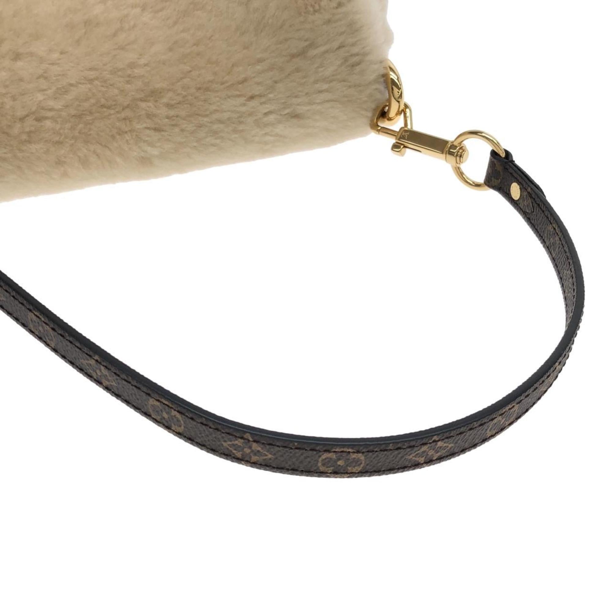 Louis Vuitton Beige Cream Coated Canvas Shoulder Bag (Pre-Owned)