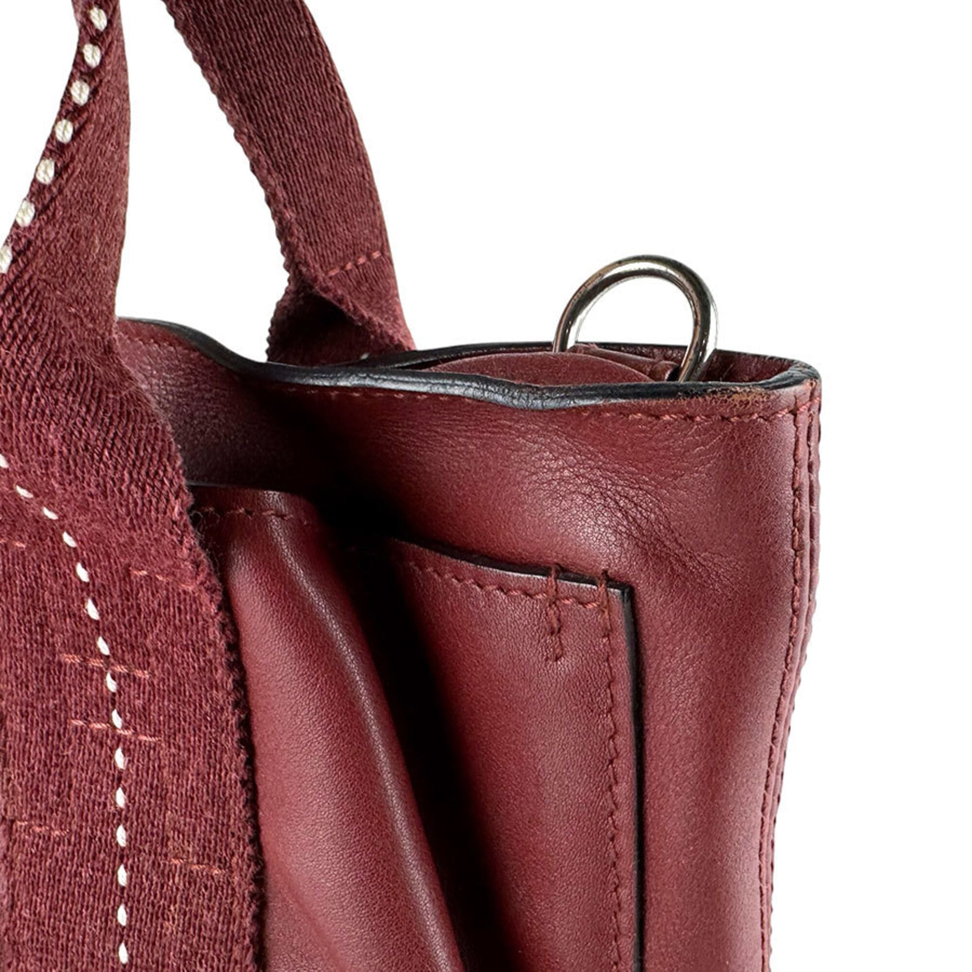 Hermes Dark Red Veau Derma Handbag (Pre-Owned)