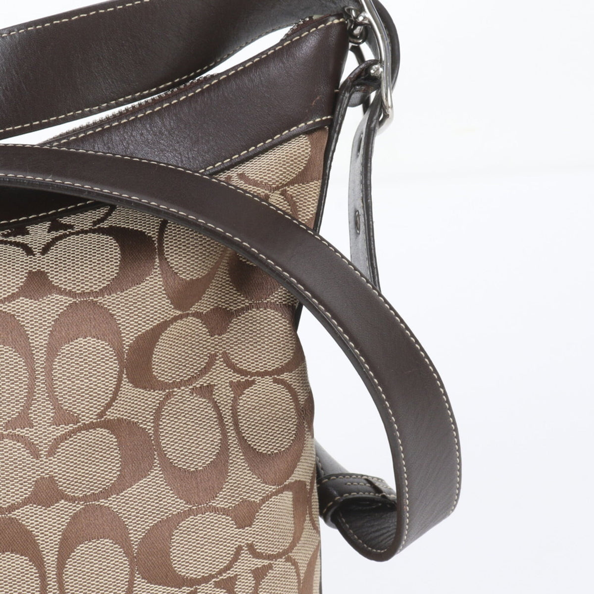 Coach Brown Leather Canvas Crossbody Bag Handbag Shoulder Bag Tote Bag (Pre-Owned)