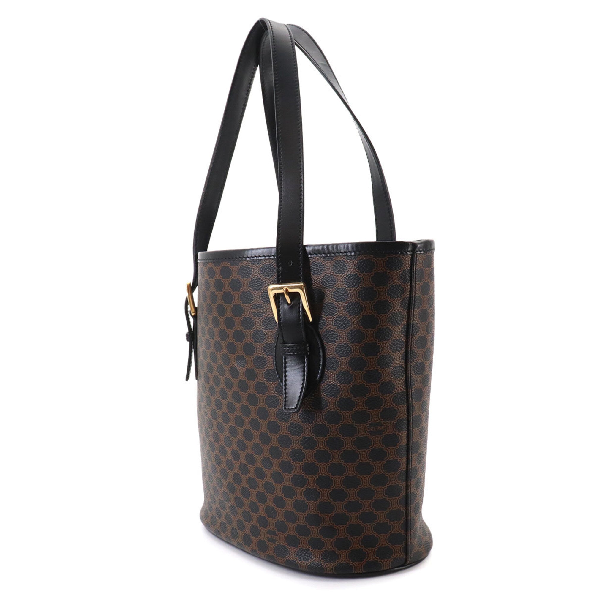 Celine Black Brown Leather Pvc Handbag Tote Bag (Pre-Owned)